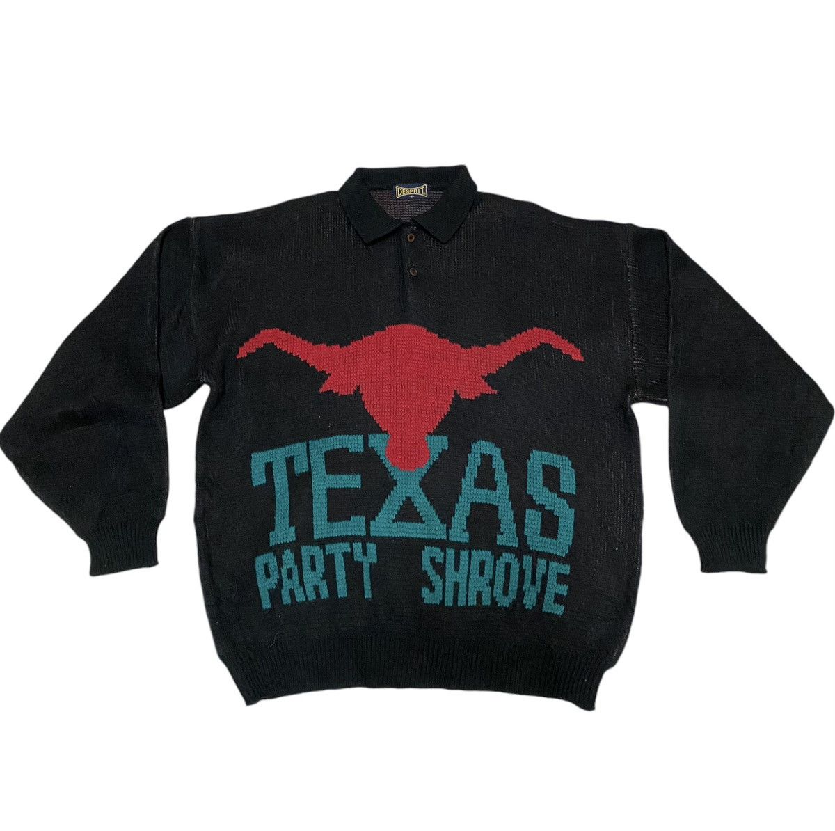 Cowboy Equipment × Vintage Desprit Texas Cowboy Screen Collar Knit (C4) Size US L / EU 52-54 / 3 - 1 Thumbnail