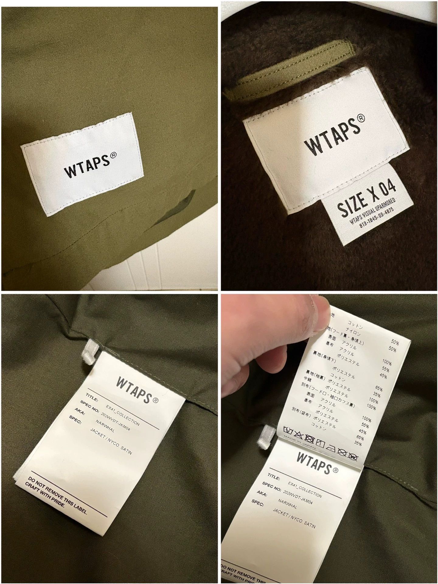 Wtaps WTAPS NARWHAL NYCO.SATIN Half-Zip Fur Collar Olive 4 Size US XL / EU 56 / 4 - 7 Thumbnail