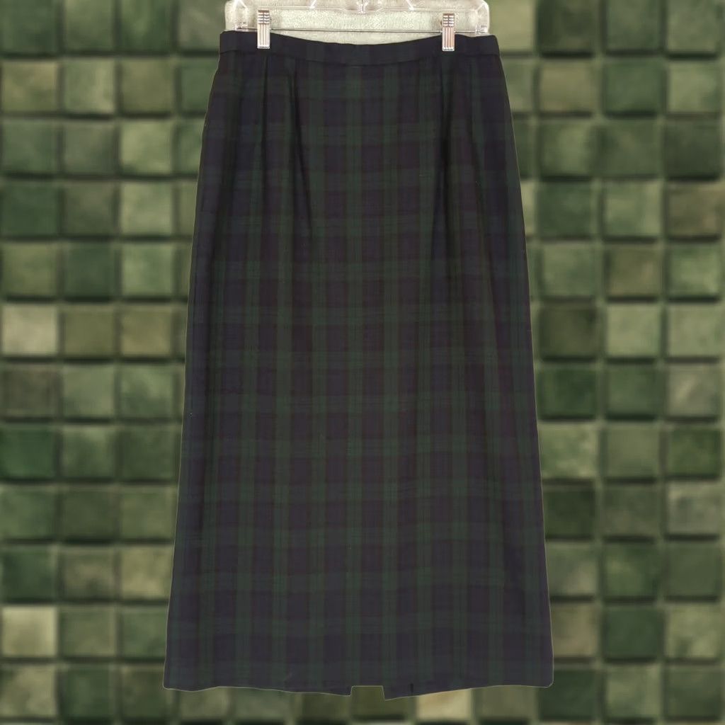Pendleton VINTAGE Pendleton Maxi Skirt Wool Black Watch Plaid 12 Green Navy Lined Pockets USA Regular Skirt Winter Fall Spring 80s 90s Academia Classic Womens Size 34" / US 12 / IT 48 - 1 Thumbnail