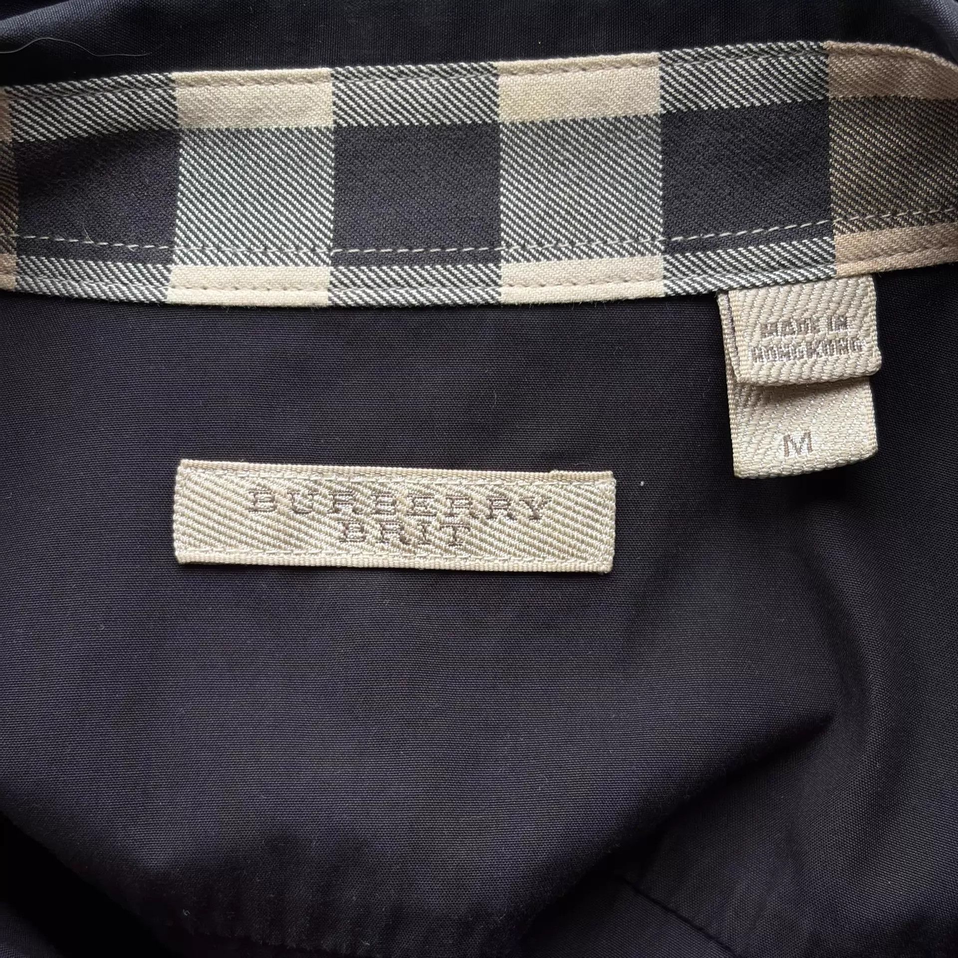 Burberry Burberry Check Paneled Black Cotton Logo Shirt M Size US M / EU 48-50 / 2 - 5 Thumbnail