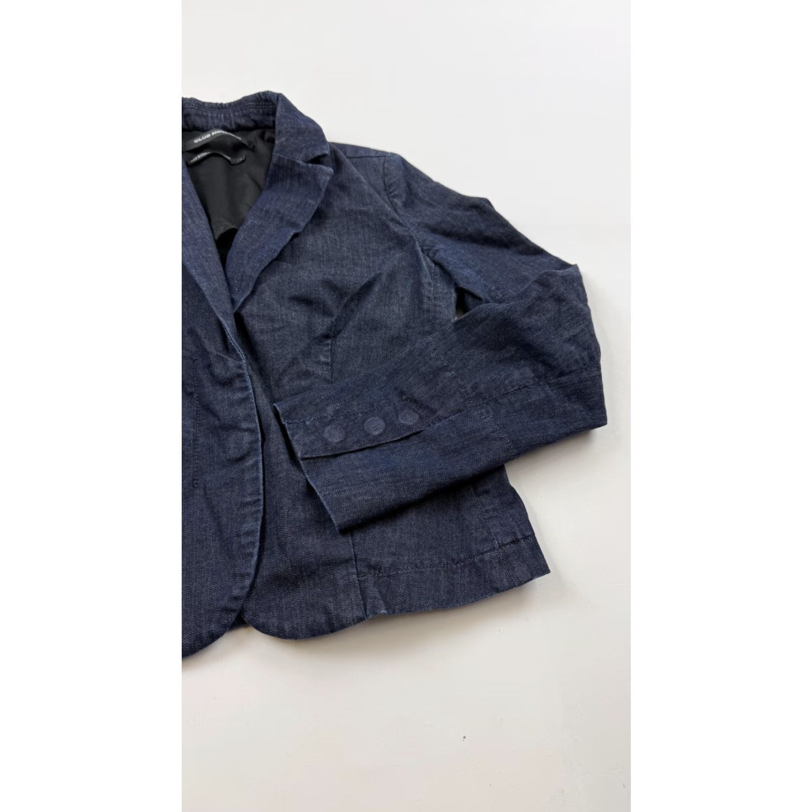 Club Monaco VINTAGE? No. Club Monaco Blazer Womens 4 Dark Blue Denim Tailored Lined Flap Pockets Fitted Size S / US 4 / IT 40 - 3 Thumbnail