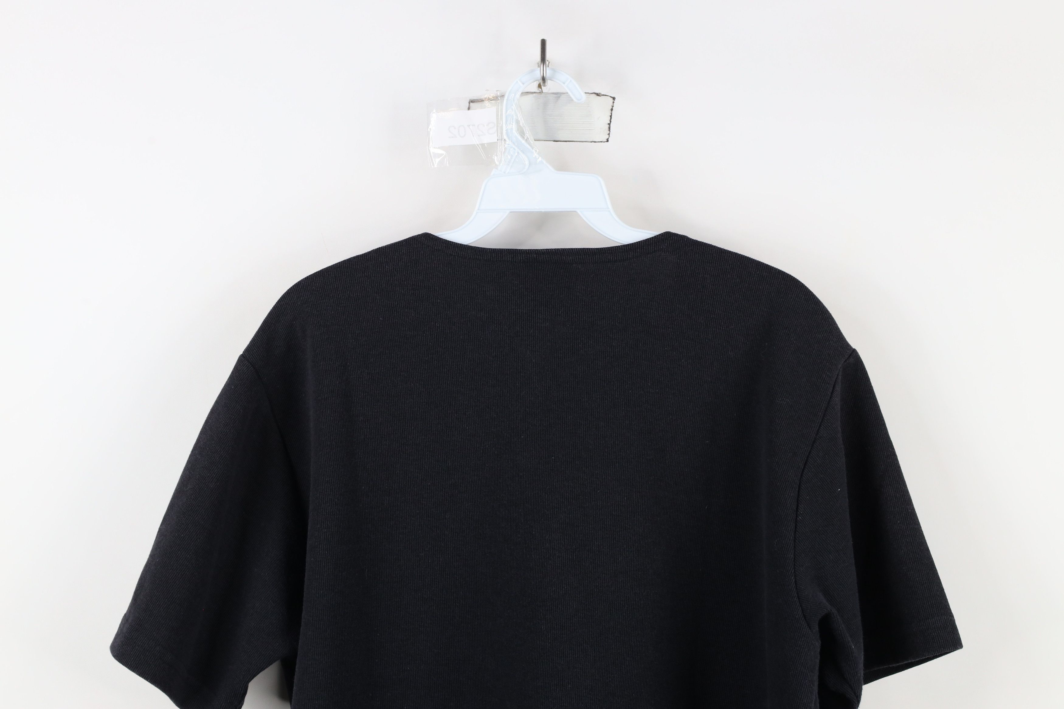Vintage Vintage 90s Streetwear Blank Ribbed Knit T-Shirt Black USA Size M / US 6-8 / IT 42-44 - 11 Thumbnail