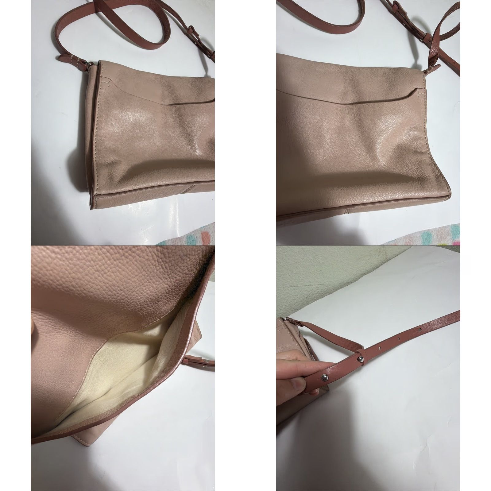 Clarks VINTAGE Clarks Pebbled Leather Crossbody Purse Pink 9x7x2.5 Flaw Strap Womens Crossbody Pebbles Leather Pink 9x7x2.5 Strap Wear Size ONE SIZE - 10 Thumbnail