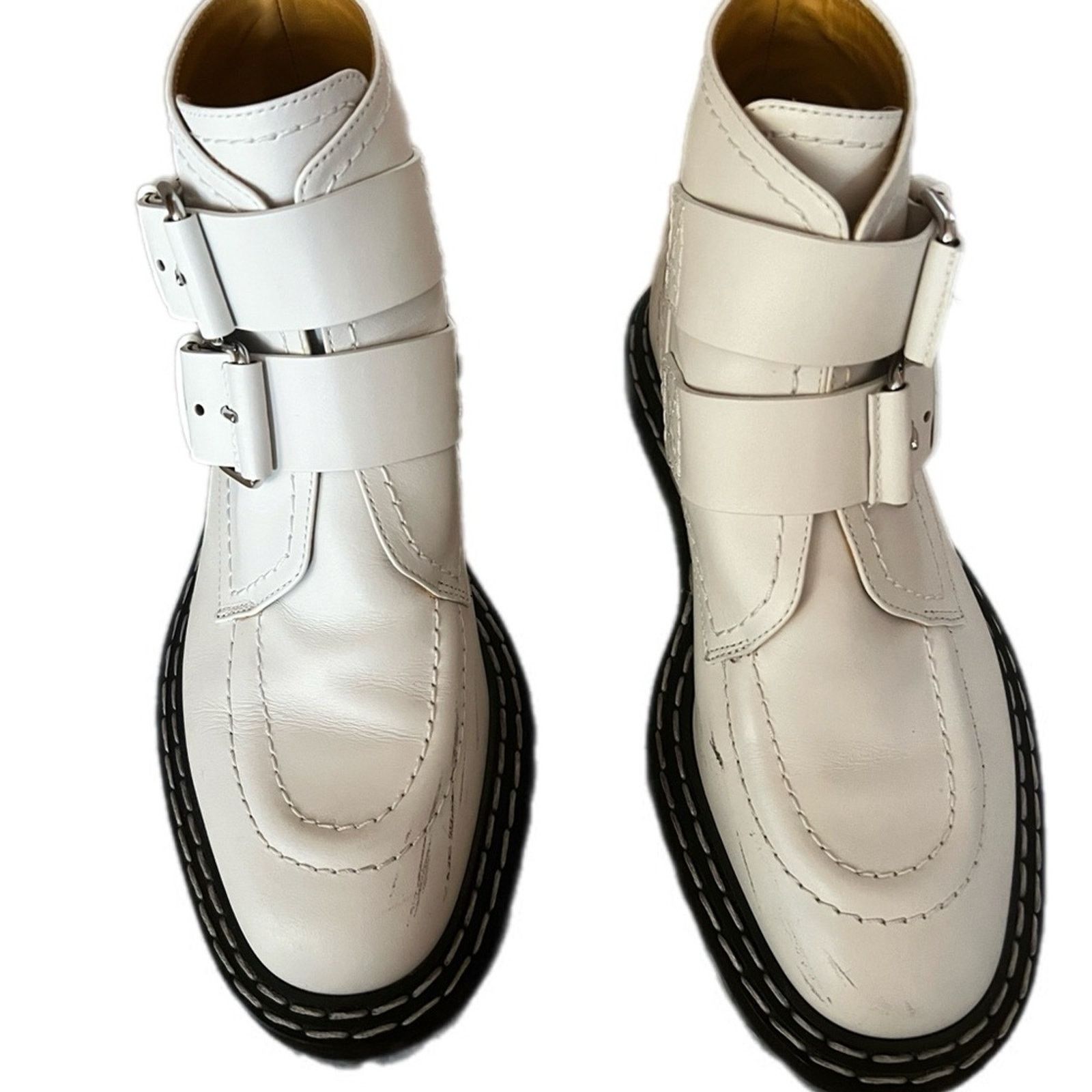 Proenza Schouler Proenza Schouler White Leather Ankle Combat Boots 37.5 $900 Size US 7 / IT 37 - 2 Thumbnail