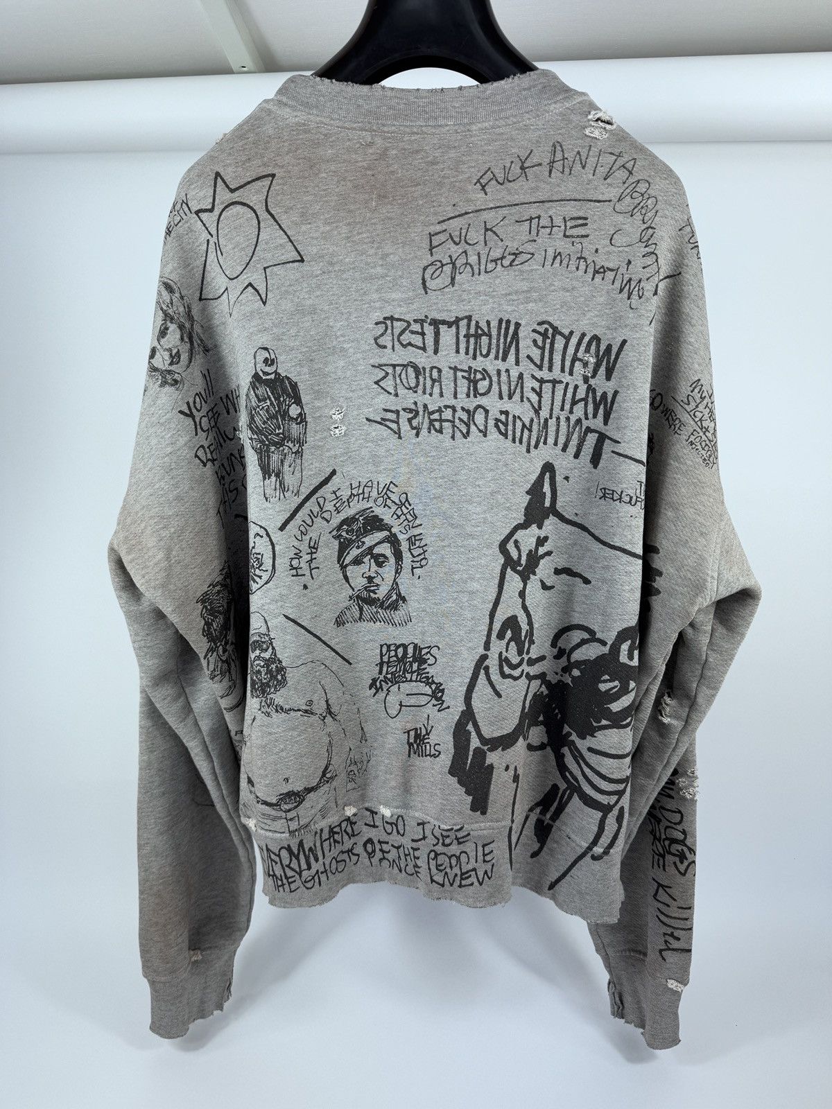 Paly Hollywood GRAPHIC DRAW PRINT DISTRESSED SWEATSHIRT Size US XXL / EU 58 / 5 - 2 Thumbnail