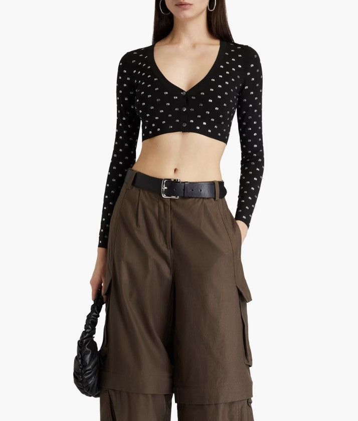 Alexander Wang V-NECK CROPPED CARDIGAN IN CRYSTAL Size S / US 4 / IT 40 - 2 Thumbnail