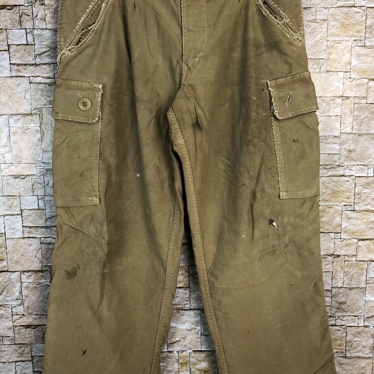 HOLLYWOOD RANCH MARKET D HRM Hollywood Ranch Market Brown ripped cargo Pants #A350 Size US 32 / EU 48 - 6 Thumbnail