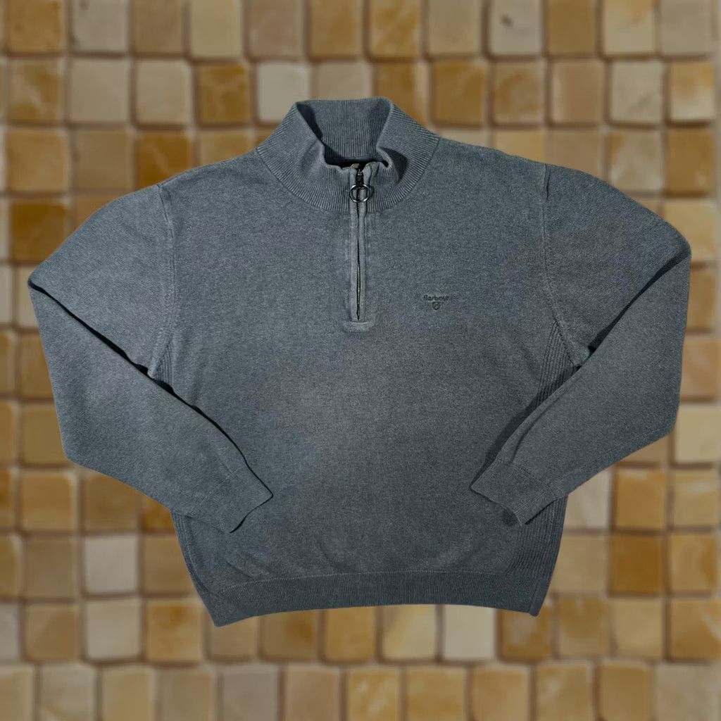 Barbour Barbour Classic Grey Embroidered Mini Logo Cotton 1/4 Zip Sweater Jumper XL Mens Pullover Jumper Size US XL / EU 56 / 4 - 1 Thumbnail