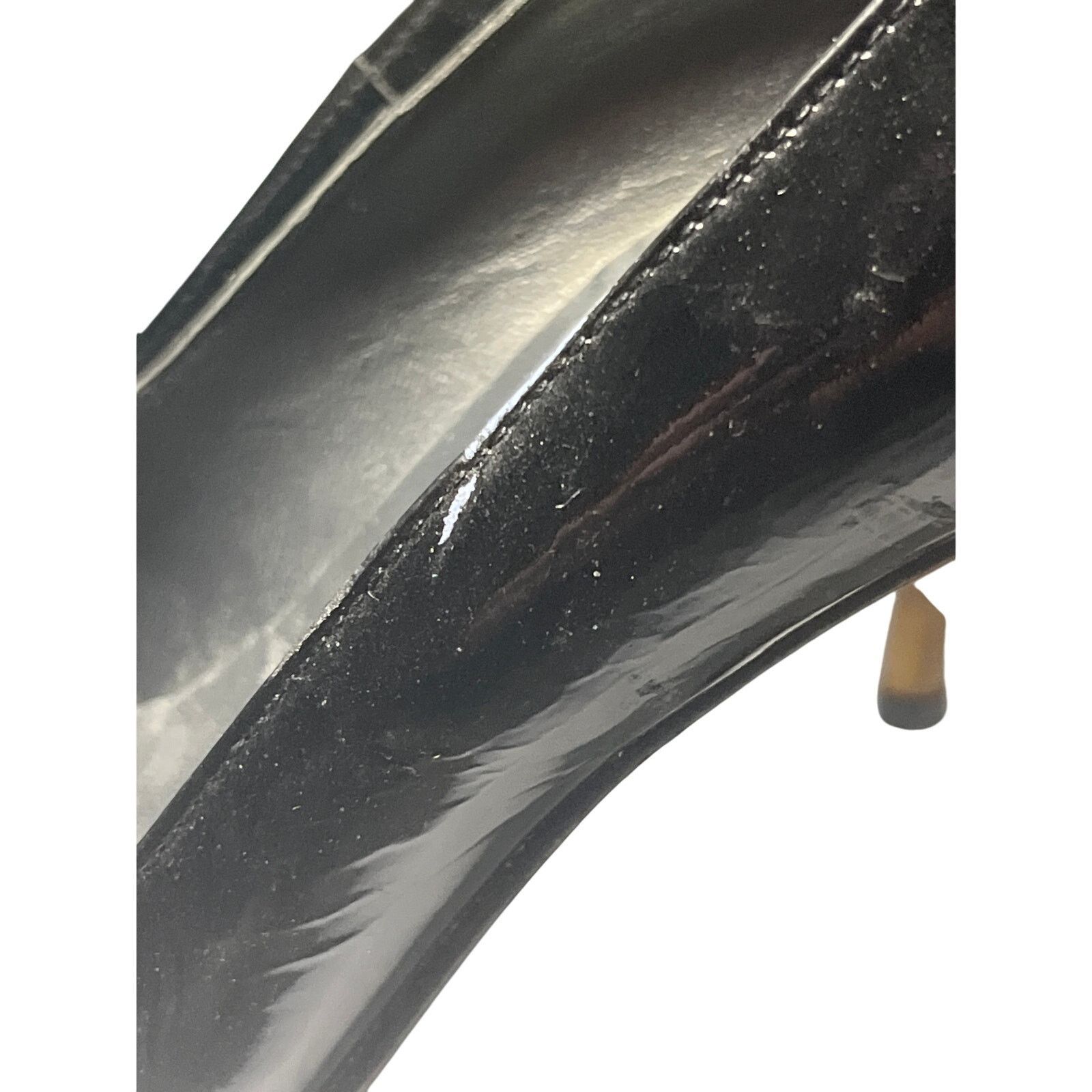 Stuart Weitzman Stuart Weitzman Black Bow Tie Patent Leather Peep Pumps 6.5 Size US 6.5 / IT 36.5 - 10 Thumbnail