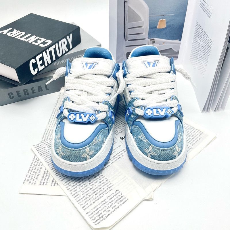 Louis Vuitton Louis Vuitton Trainer Maxi Denim Low-Top Sneakers 0079 Size US 8 / IT 38 - 1 Thumbnail