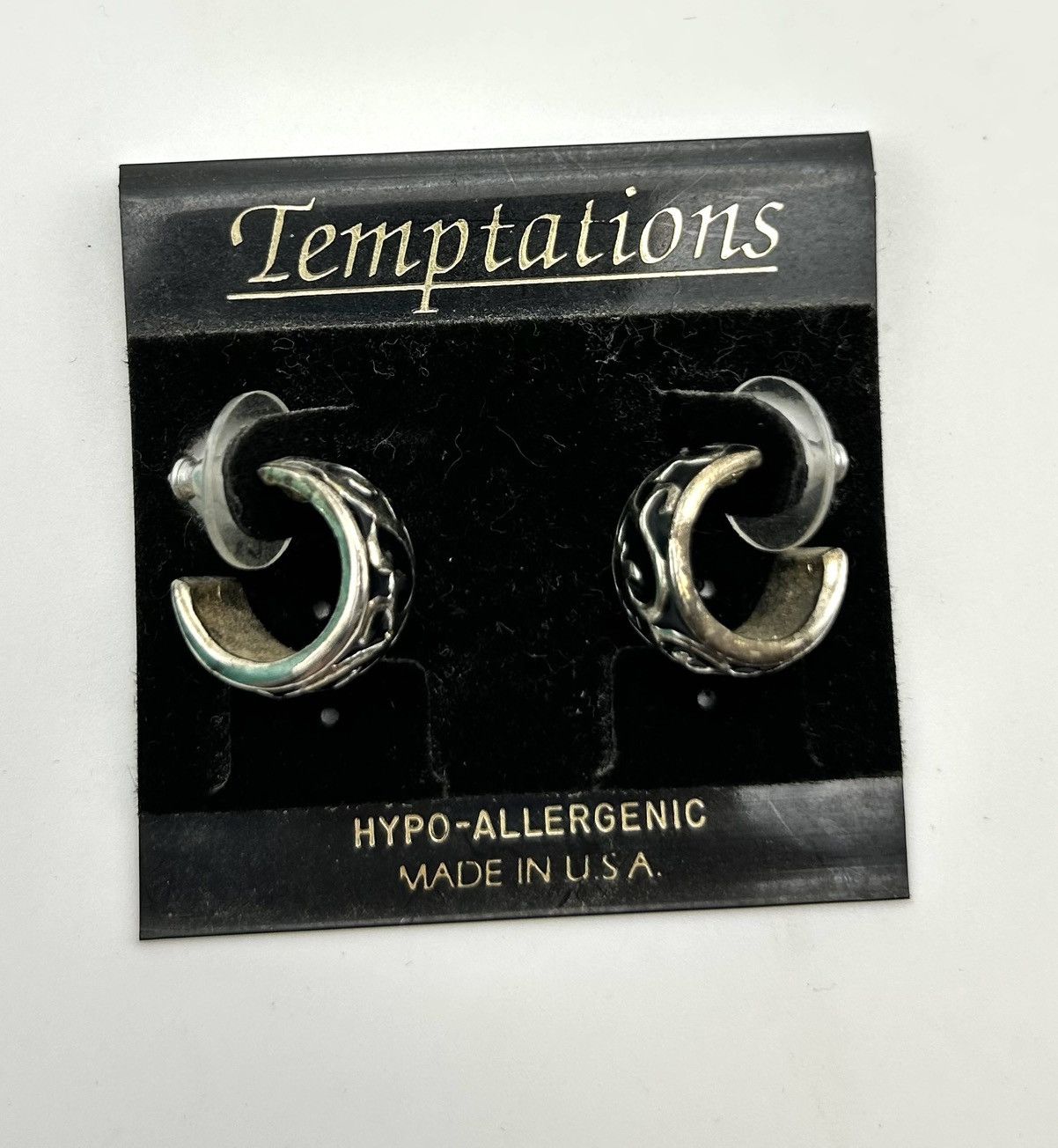Other Vintage Silver Black Oxidized Swirl Hoop Earrings Size ONE SIZE - 3 Thumbnail