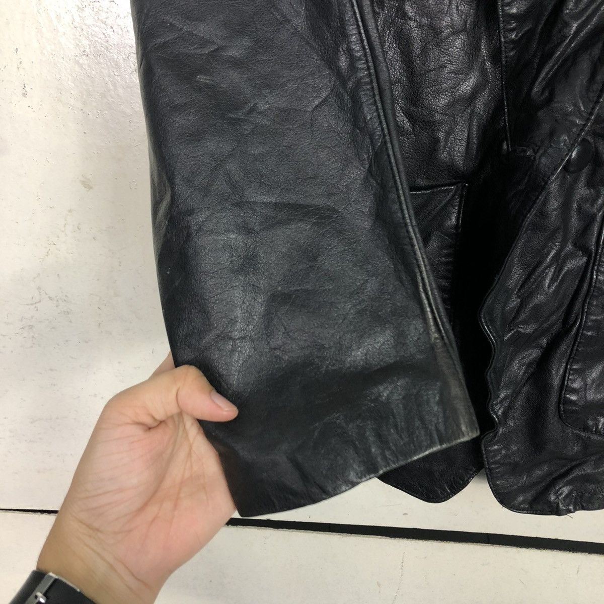 Japanese Brand 🔥VINTAGE WORK LEATHER JACKET UNBRANDED ISSEY MIYAKE Size US M / EU 48-50 / 2 - 17 Thumbnail