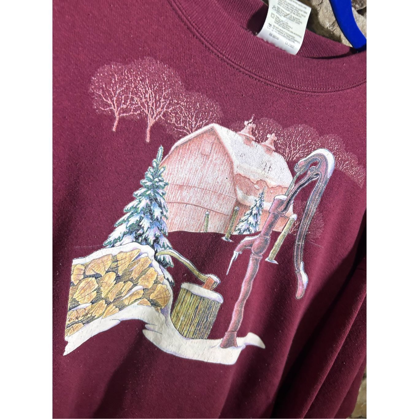 Vintage Vintage 1990s Winter Nature Cute Cozy Sweatshirt Crewneck Size US XL / EU 56 / 4 - 2 Thumbnail