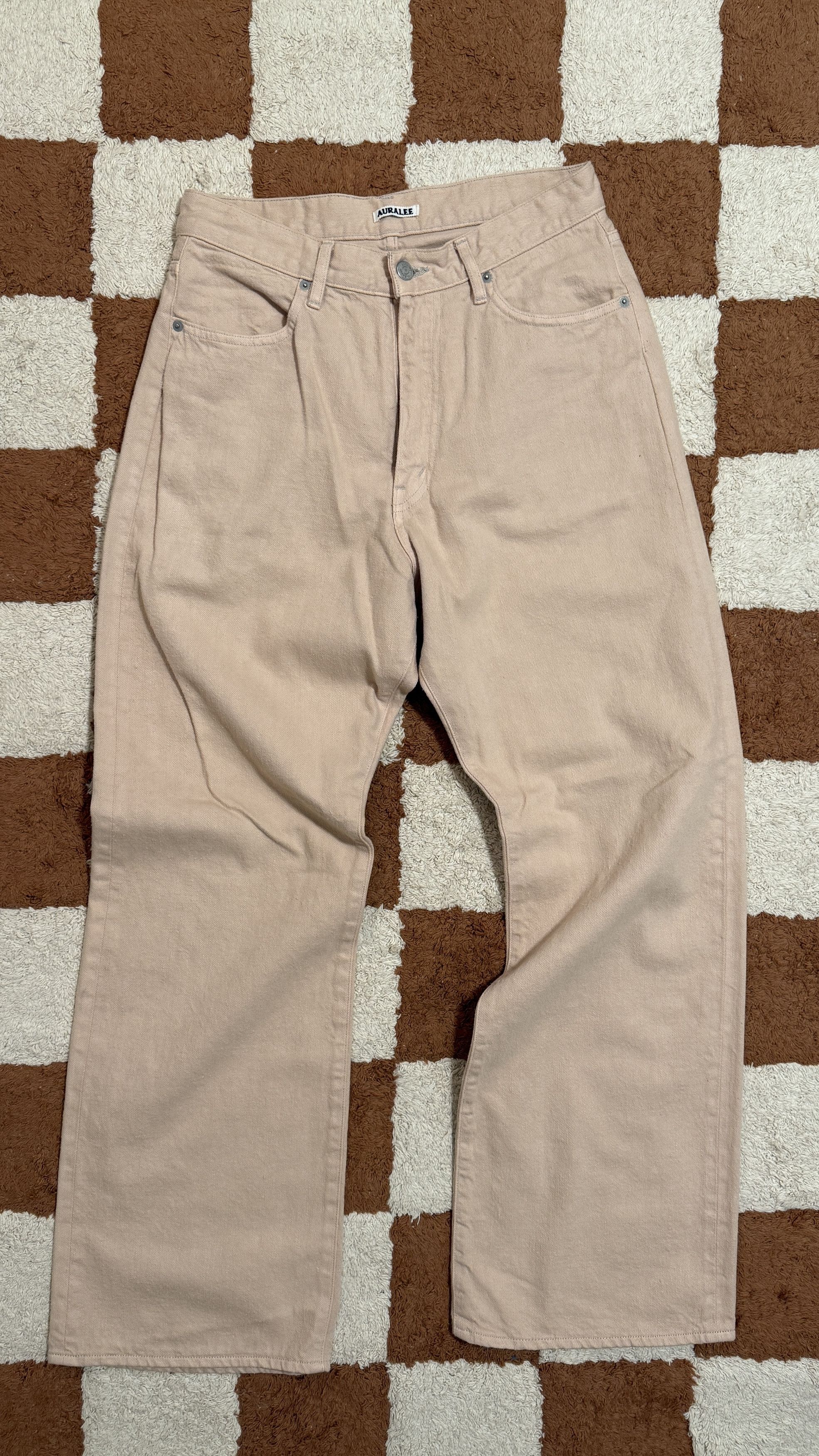 Auralee Botanical Dyed Selvedge Denim Pants Natural Pink XS
