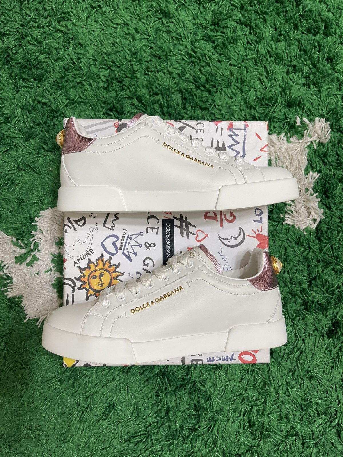 image of Dolce Gabbana Docle & Gabbana Pink/white Low Shoes, Women's (Size 9)