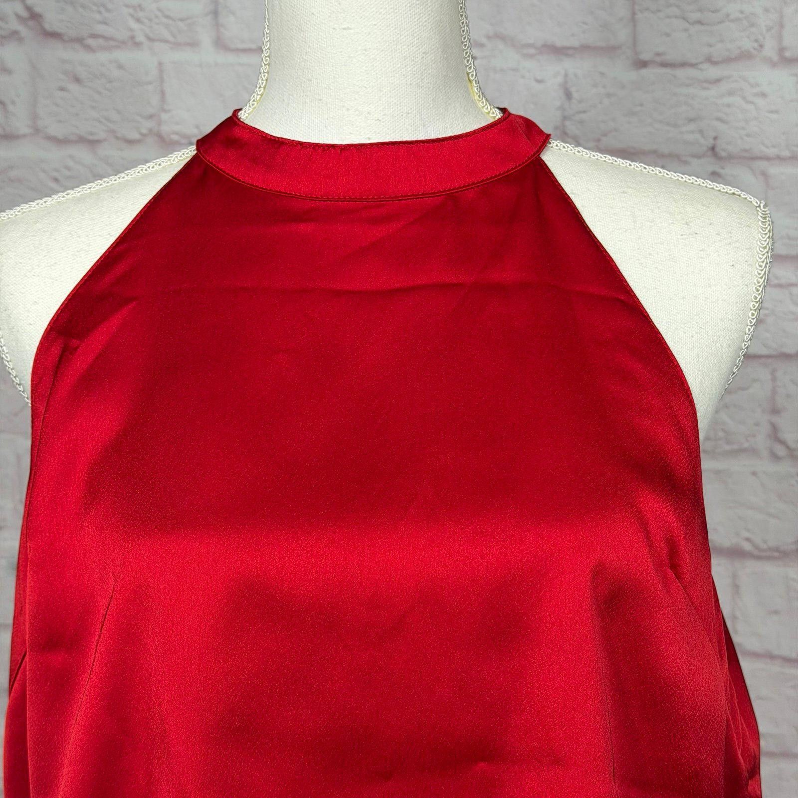 Other Blue B Collection Red Satin Halter Top with Fringe Large NWT Size L / US 10 / IT 46 - 4 Thumbnail