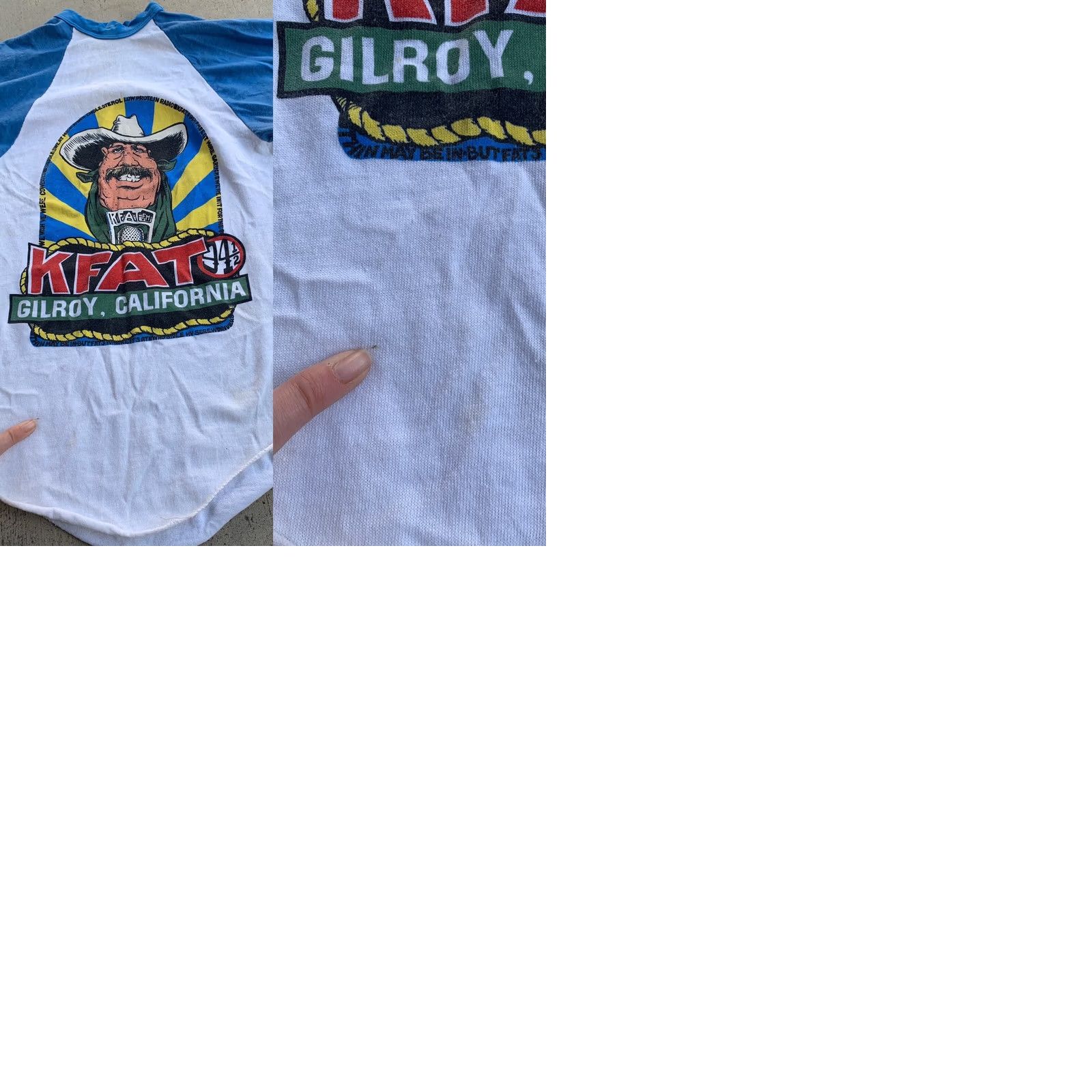 Vintage VINTAGE KFAT FM 94 1/2 GILROY CALIFORNIA Raglan Tee Shirt S USA 70s 80s Sportswear Graphic Tee Mens Tee Size US S / EU 44-46 / 1 - 9 Thumbnail