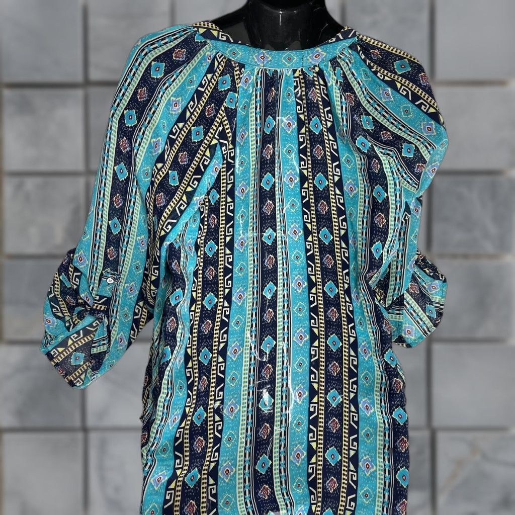 Vintage Urban mangoz Tunic Top Womens S Green Boho Hippie Artsy Long Sleeve V-Neck Size S / US 4 / IT 40 - 1 Thumbnail