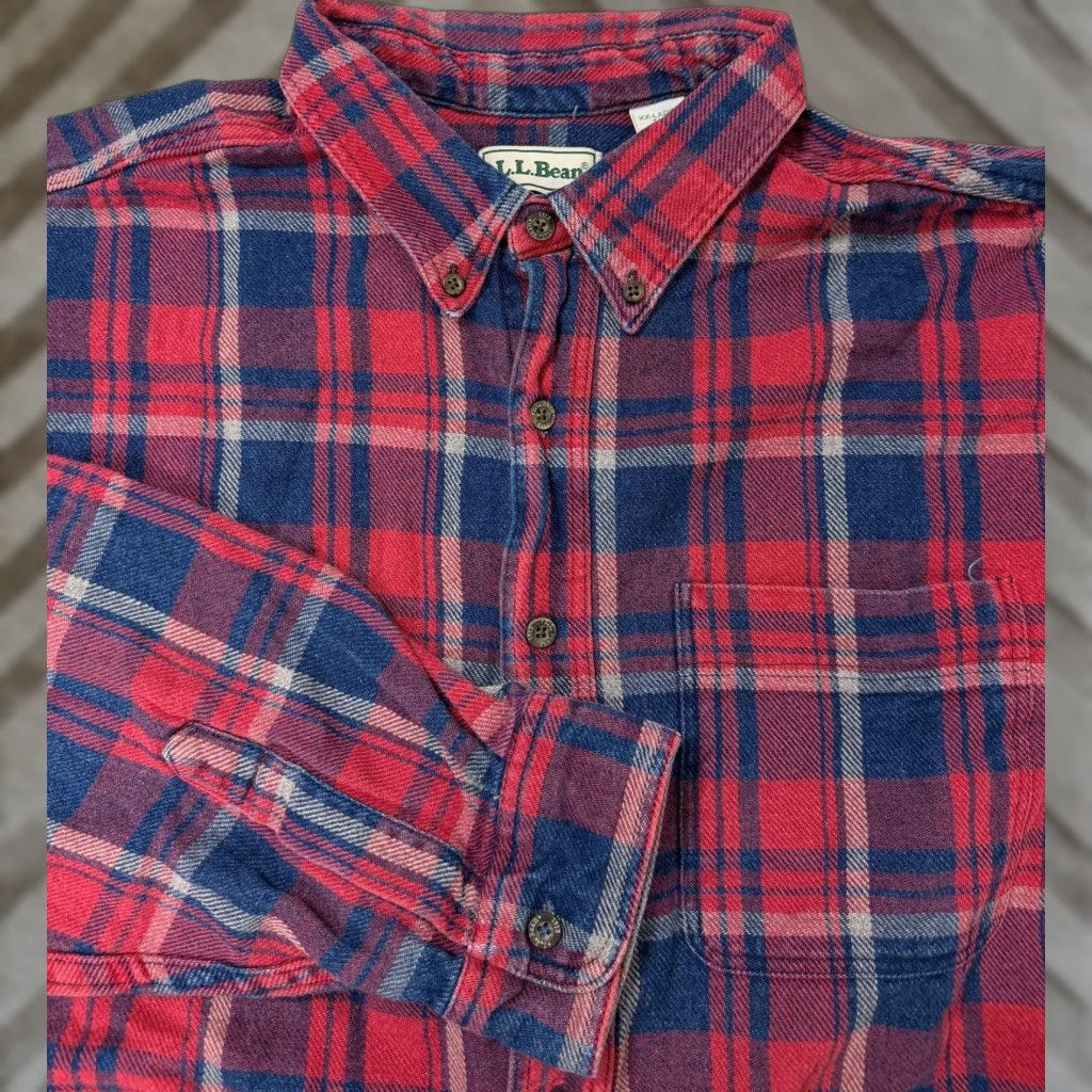 Vintage VINTAGE LL Bean Shirt XXL Indigo Plaid Heavyweight Cotton 90s Button-Up Men's 2XL Grunge Outdoor Casual Workwear Size US XXL / EU 58 / 5 - 1 Thumbnail