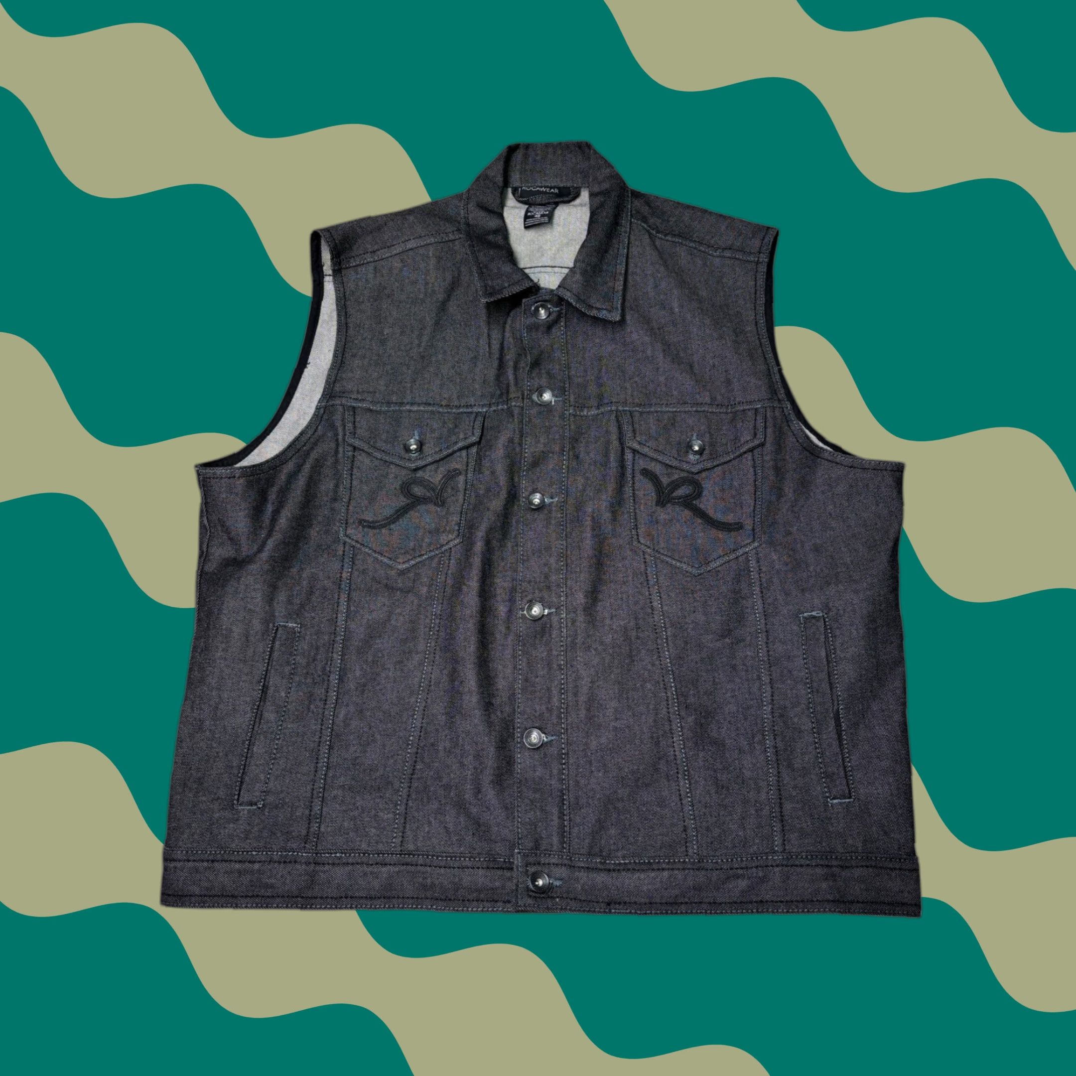 Rocawear VINTAGE: No — Rocawear Men’s Dark Wash Denim Vest 48 Embroidered Logo Streetwear Shirt/West? Size US M / EU 48-50 / 2 - 1 Thumbnail
