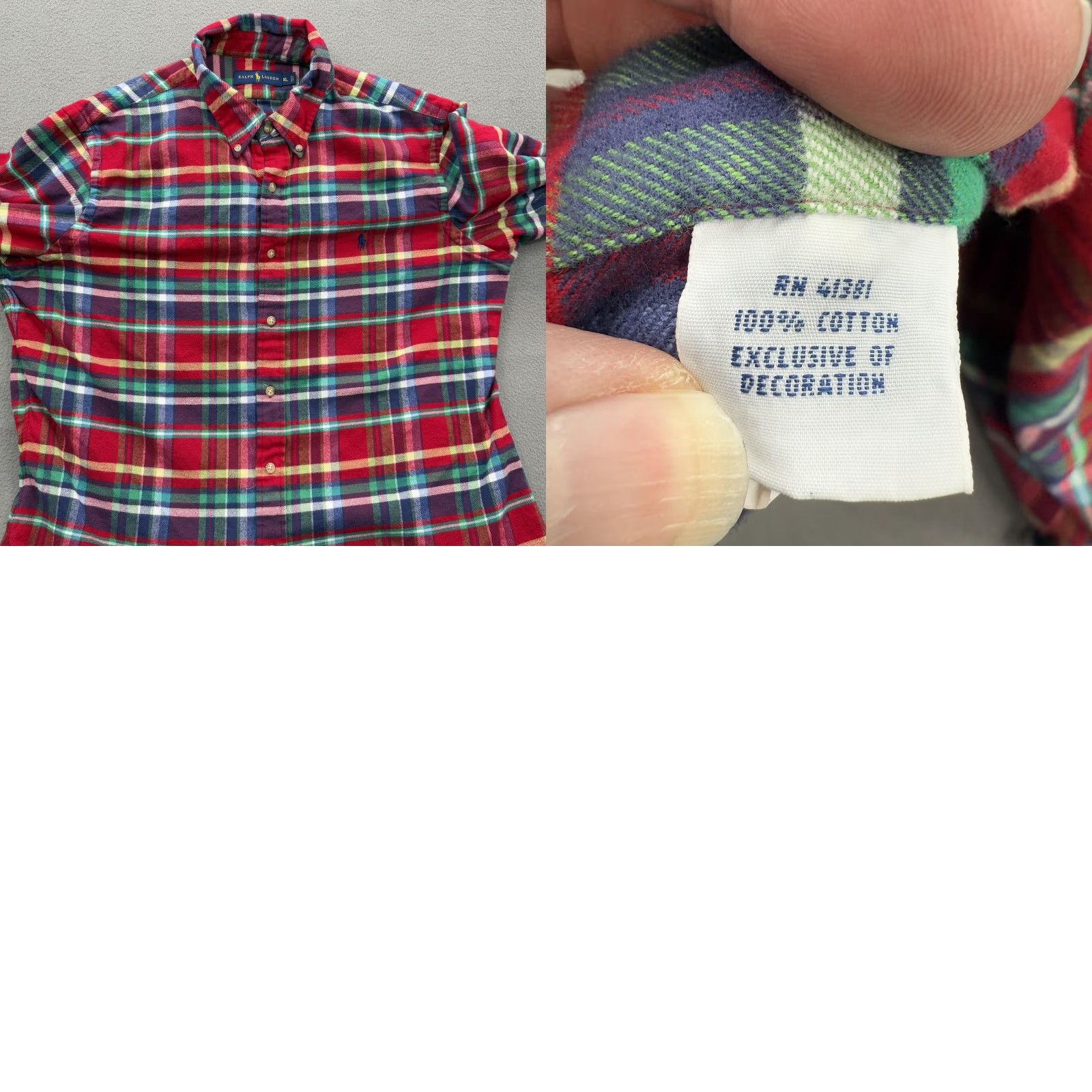 Ralph Lauren Ralph Lauren Shirt Mens XL Red Green Plaid Flannel Button Down Long Sleeve Pony Size US XL / EU 56 / 4 - 8 Thumbnail
