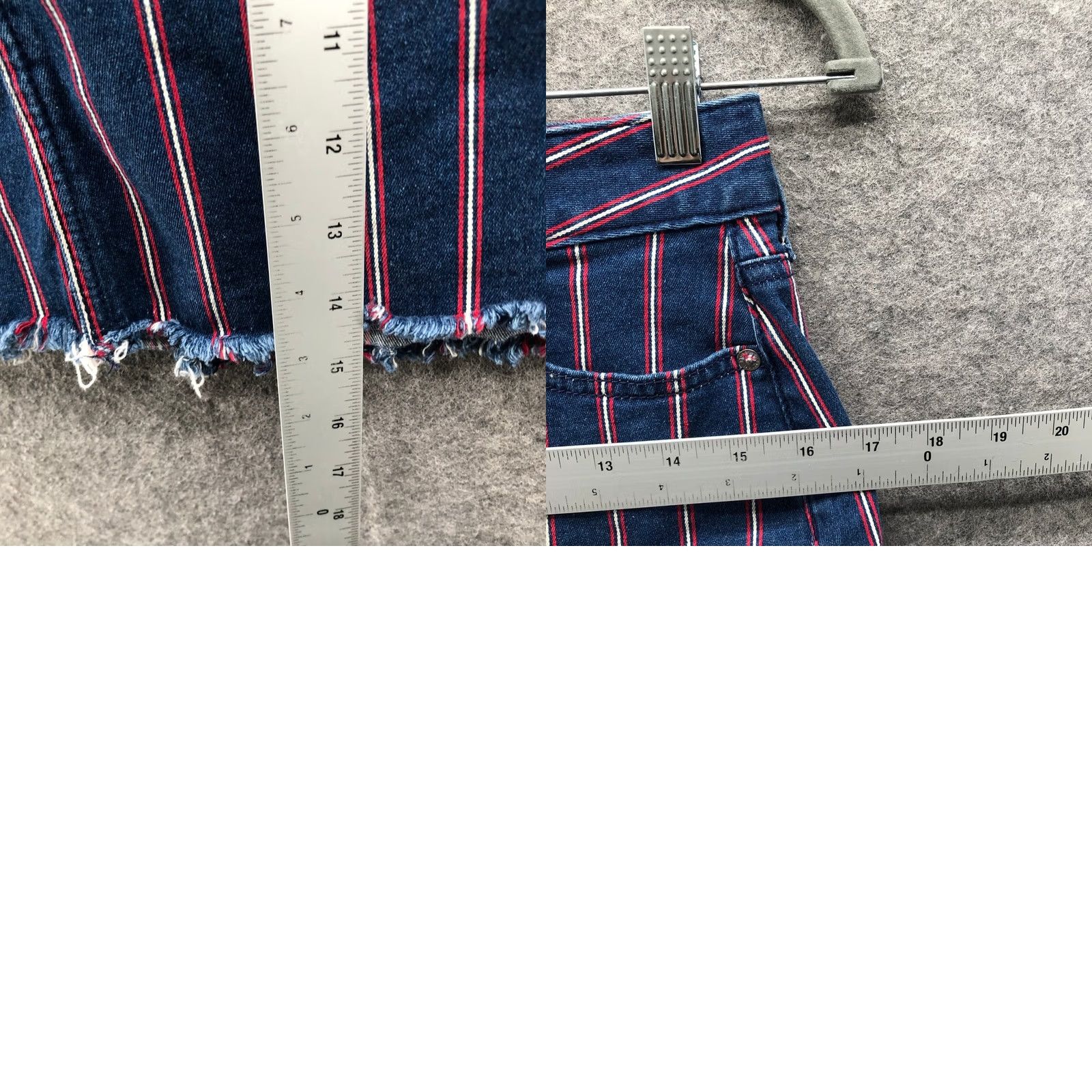 Vintage VINTAGE American Eagle Hi-Rise Mini Skirt Womens 4 Long Blue Red Striped Frayed Size 27" / US 4 / IT 40 - 8 Thumbnail