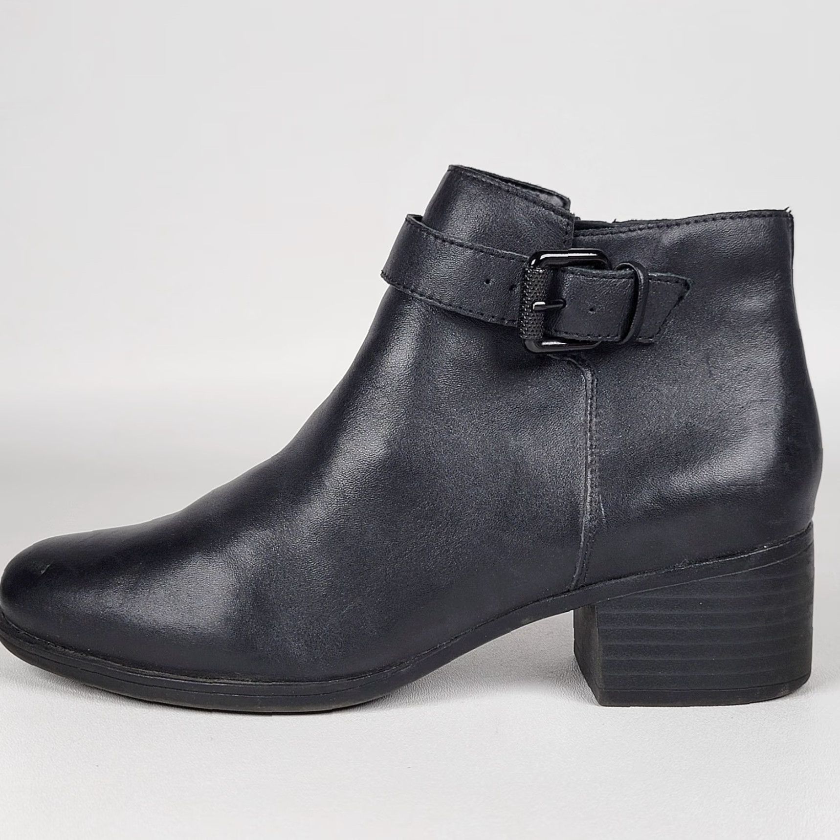 Naturalizer Naturalizer Drewe Black Leather Ankle Boots Z2174 7.5 M Women Bootie Leather Upper Insole Leather Outsole Mid Heel Block Vintage No Size US 8 / IT 38 - 6 Thumbnail