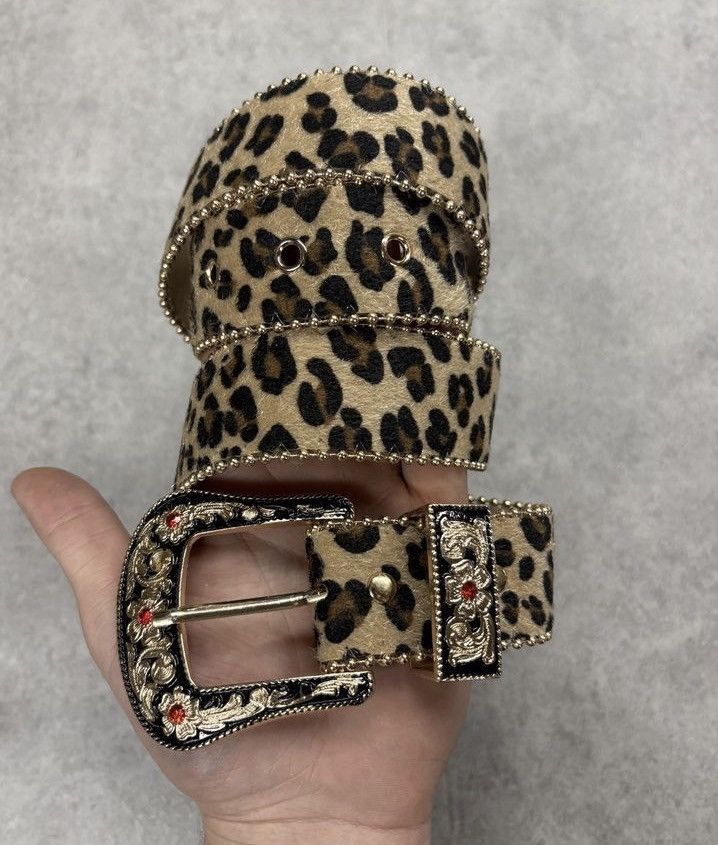 Japanese Brand Cheetah leopard print belt 112 cm Size 36 - 1 Thumbnail