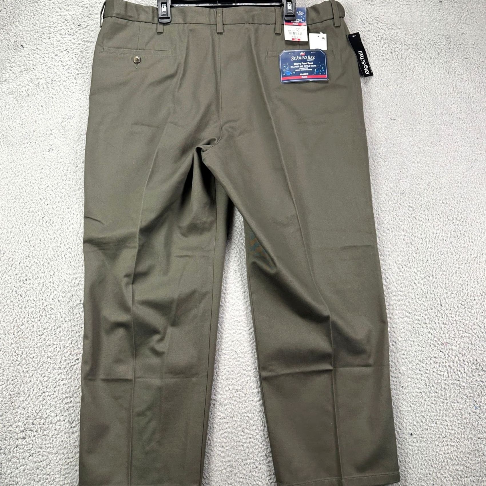 Vintage St. John's Bay Pants Khaki Men 44X29 Big Tall Olive Green Pleated Relaxed Fit NEW Size US 44 / EU 60 - 2 Thumbnail