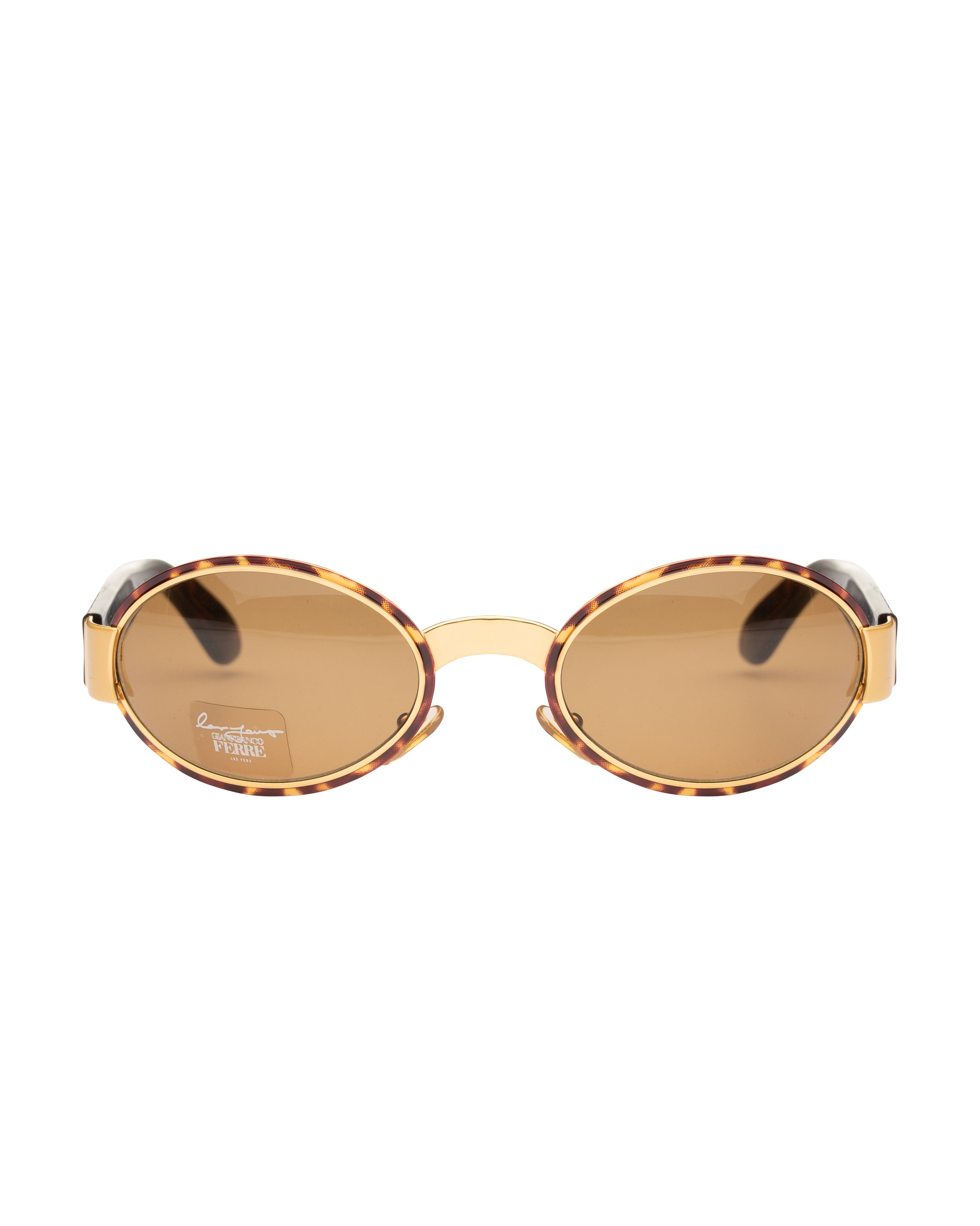 Gianfranco Ferre Gianfranco Ferre 90's Havana Brown & Gold Oval Sunglasses Size ONE SIZE - 1 Thumbnail
