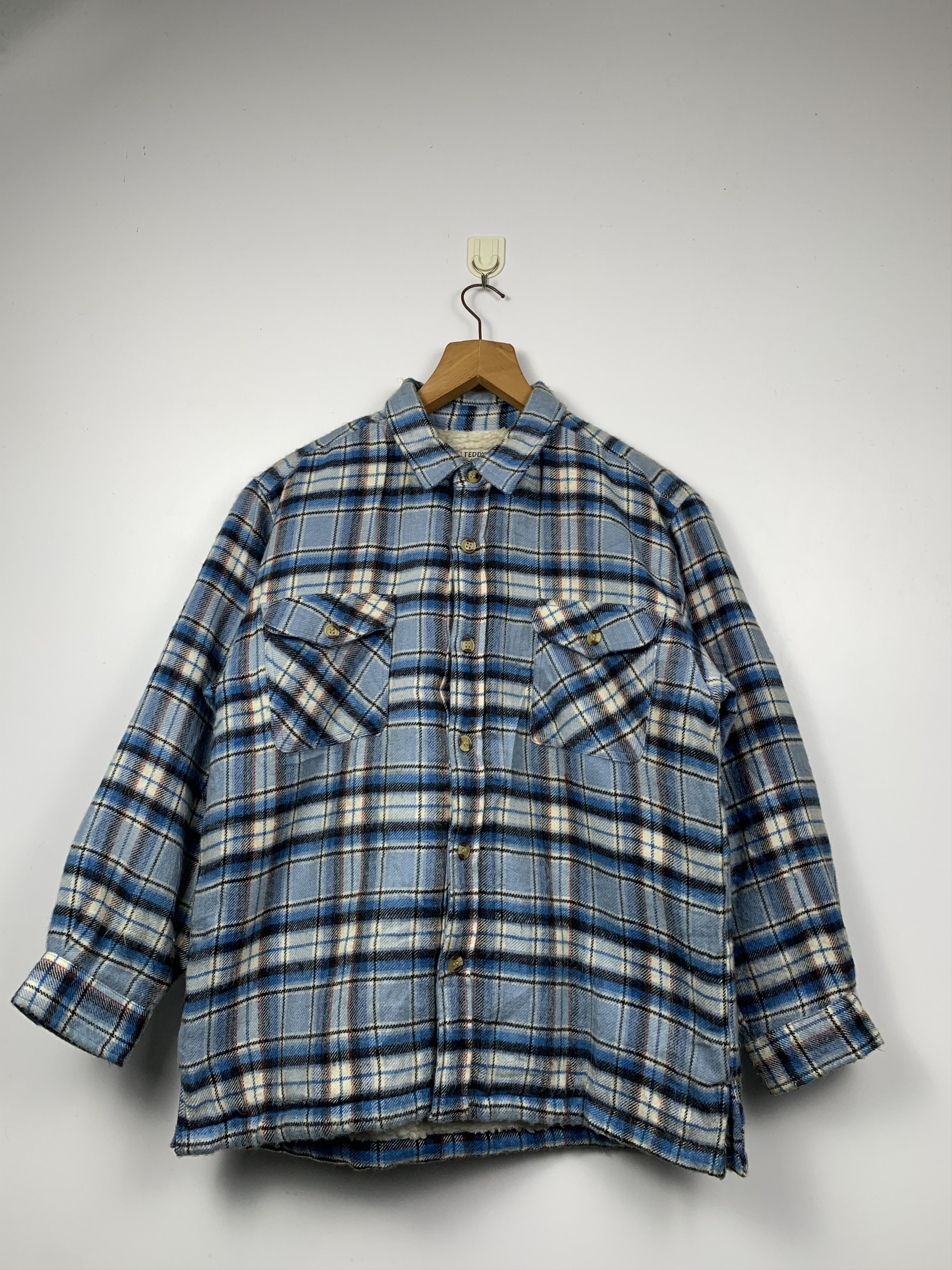 Other Vintage Japanese Brand Plaid Sherpa Jacket J1225 Size US L / EU 52-54 / 3 - 1 Thumbnail