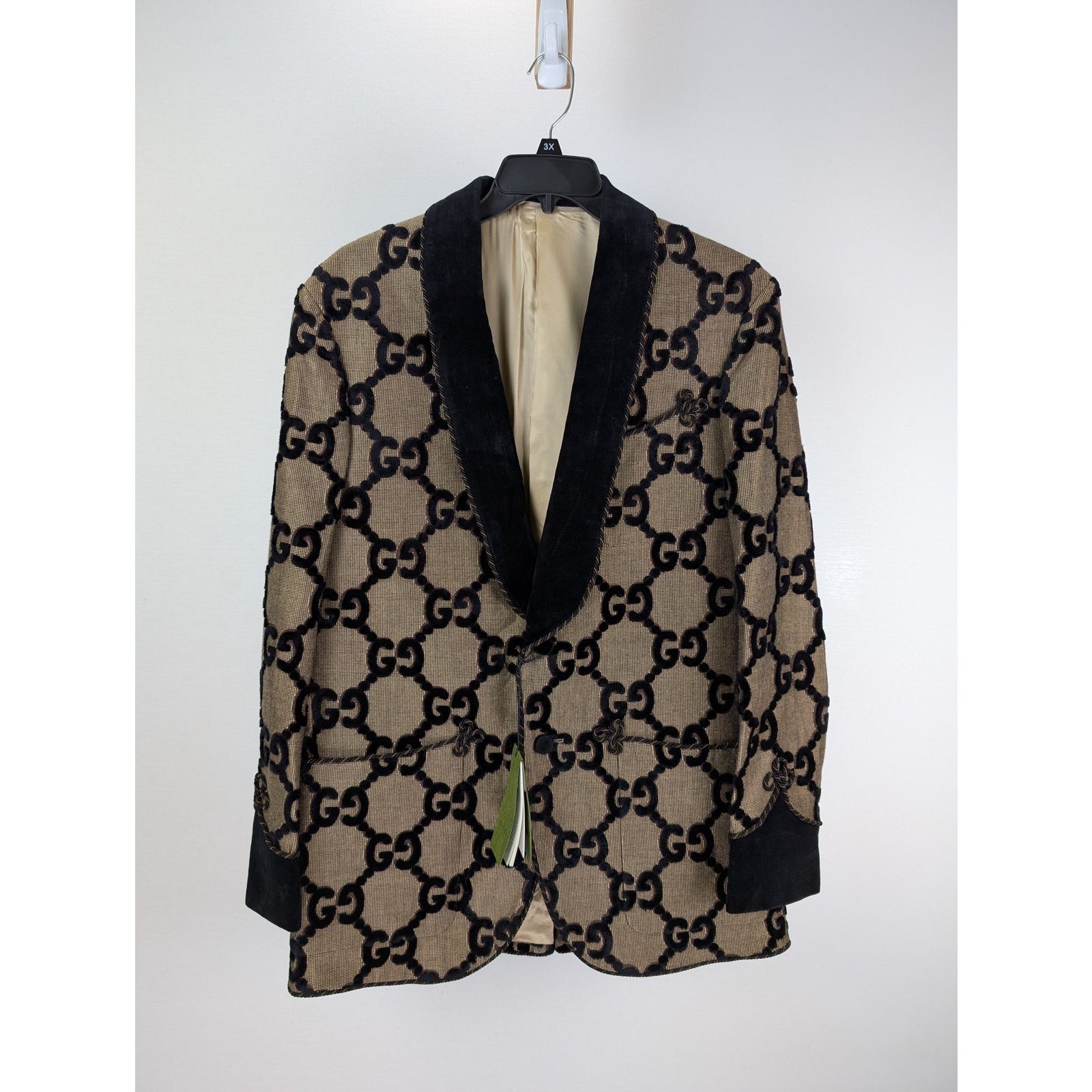 Gucci o1rshd1 GG Logo Blazer Jacket in Beige/Black Size US M / EU 48-50 / 2 - 6 Thumbnail