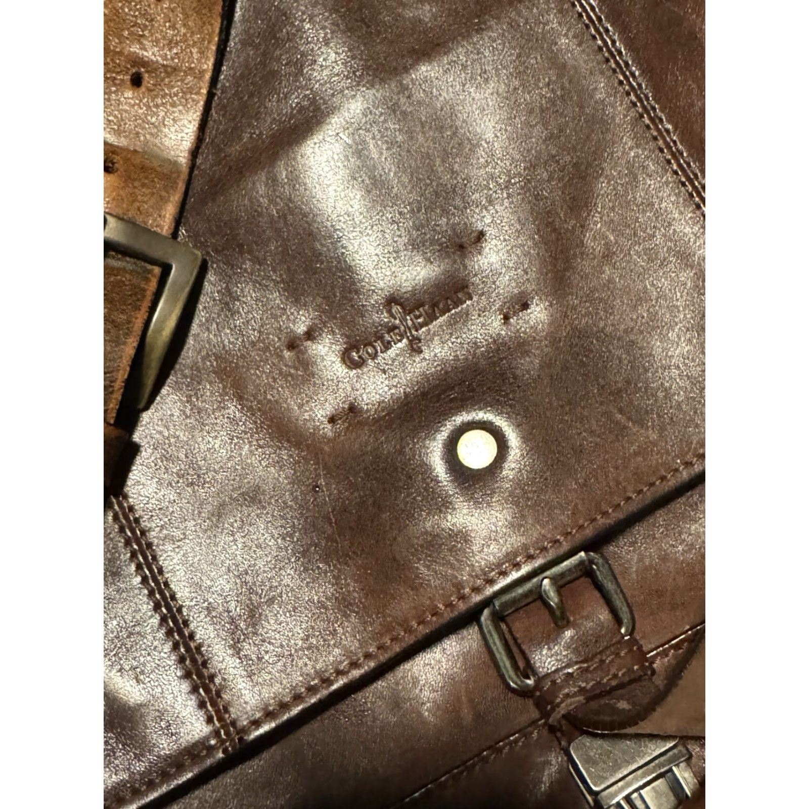 Cole Haan VINTAGE Cole Haan Brown Leather Messenger Bag Business Padded Laptop Bag Shoulder italy Size ONE SIZE - 3 Thumbnail