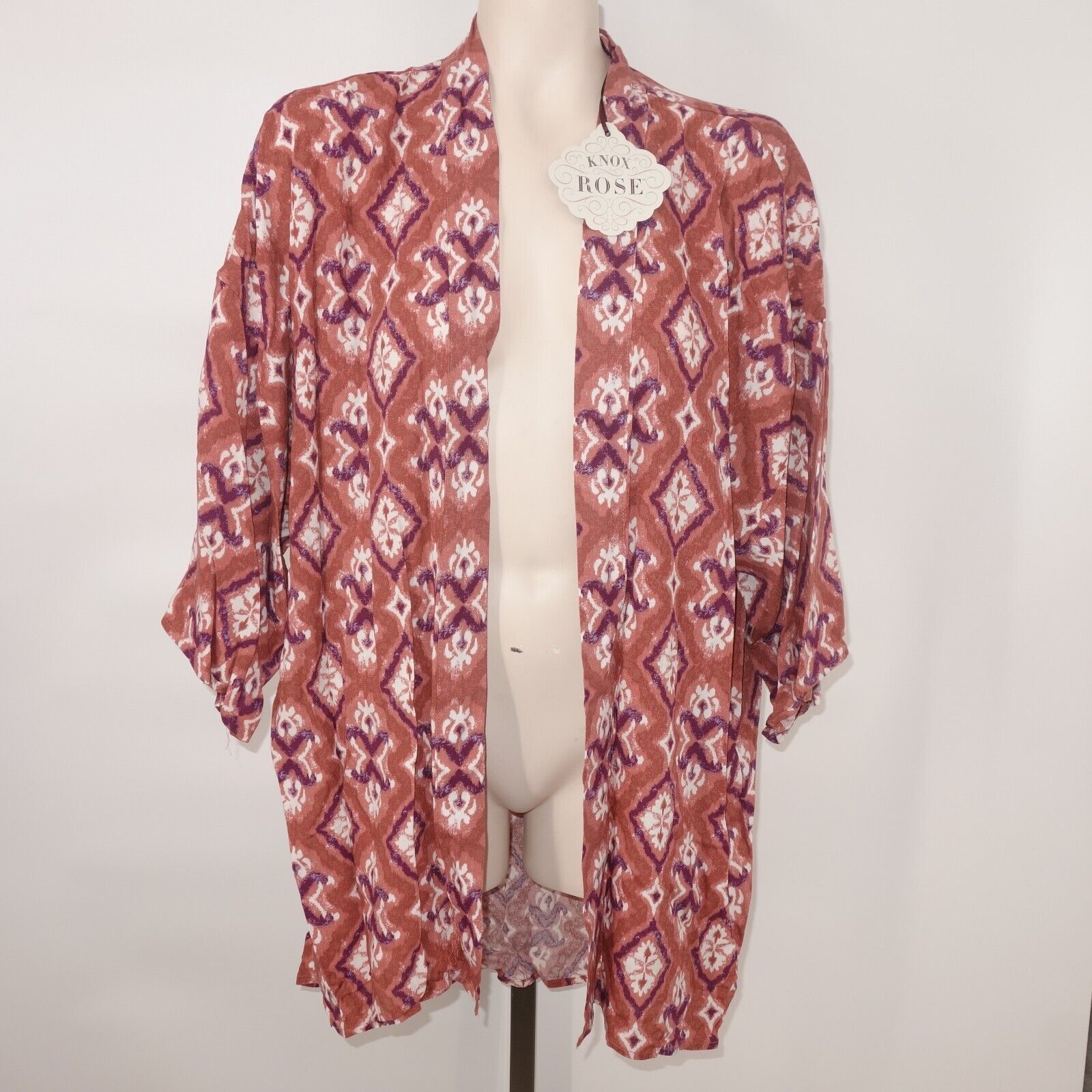 Other NEW Knox Rose Cognac Paisley Duster Cardigan Kimono Pink Size L / US 10 / IT 46 - 3 Thumbnail