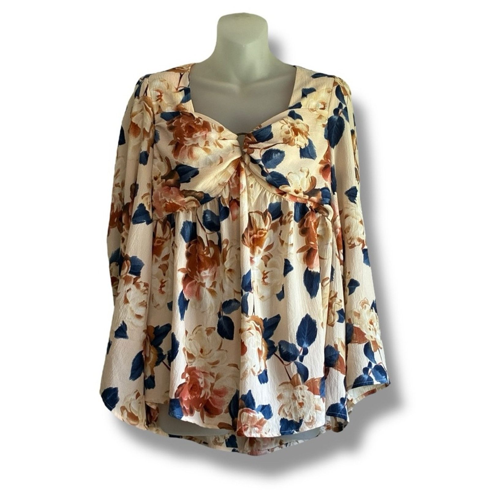 Other Entro boho cottagecore babydoll floral top with bell sleeves Size L / US 10 / IT 46 - 2 Thumbnail
