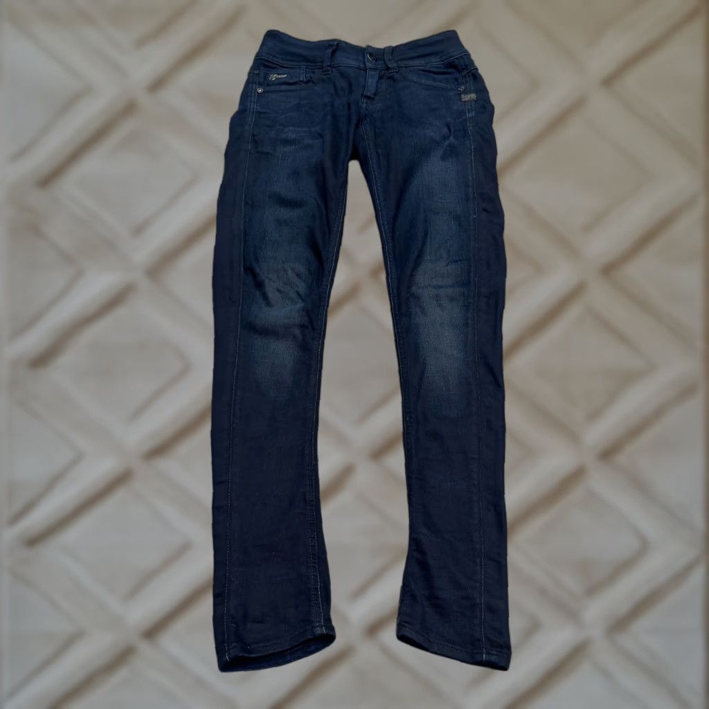 G-Star G-STAR RAW Lyn Skinny Jeans Womens 25x30 Denim Blue Dark Wash Mid Rise Stretch Slim Jeans Women 25 Inseam 31 Belt Loops Pockets Size 42" / US 20 - 1 Thumbnail