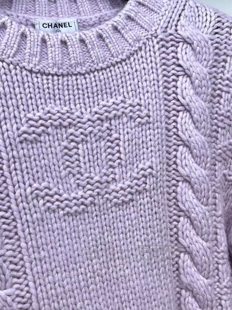 Chanel Chanel Pink-purple cashmere knitted jacquard sweater Size XXS / US 00 / IT 34 - 4 Thumbnail