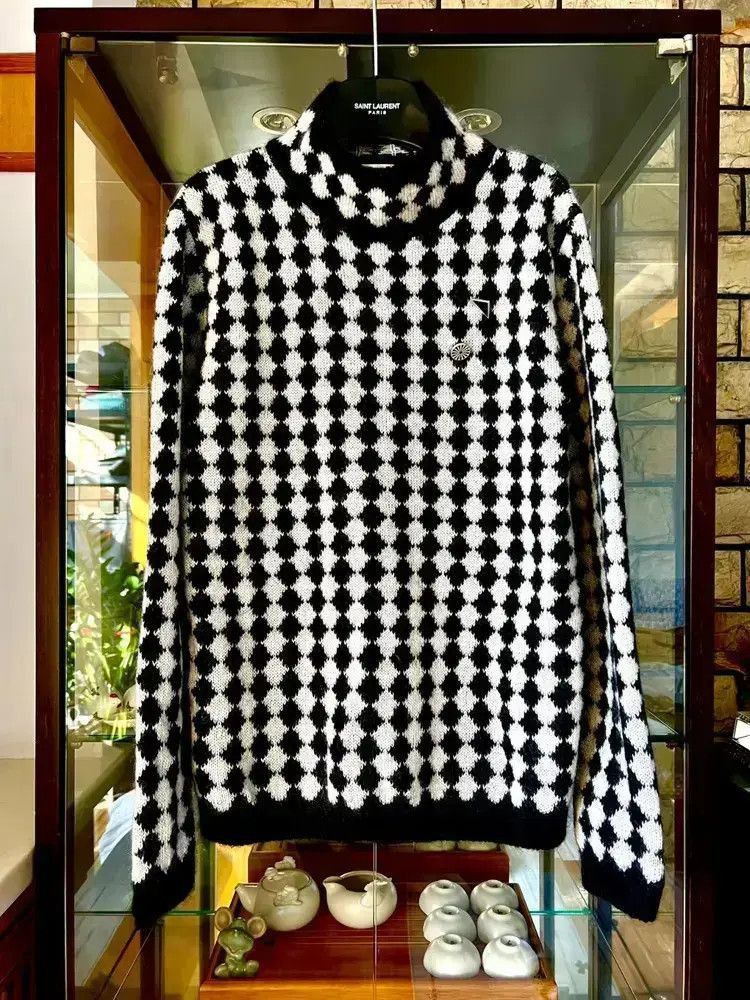 Saint Laurent Paris Saint Laurent Paris 21AW Runway Mohair Check Board Knitwear Size US XL / EU 56 / 4 - 7 Thumbnail