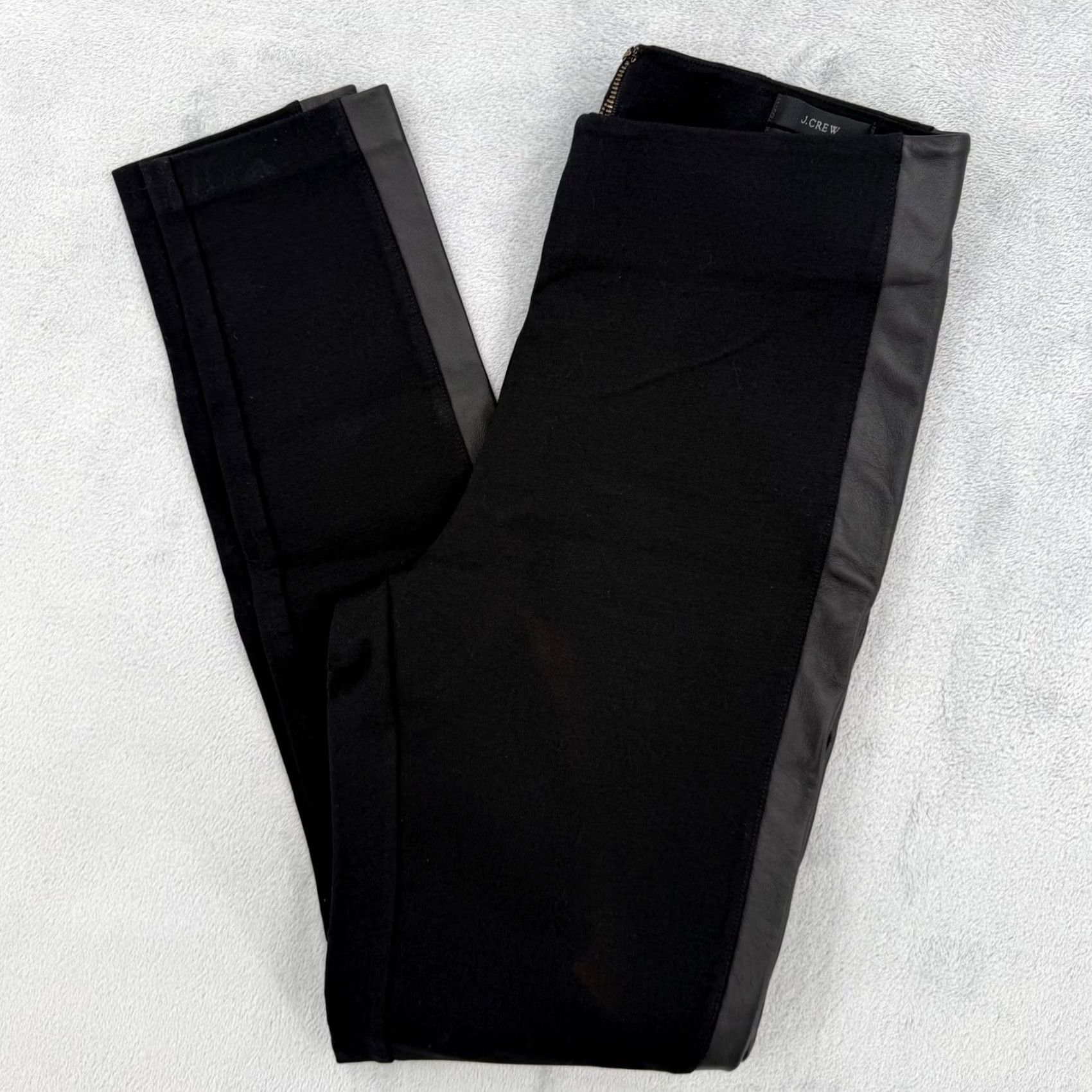 J.Crew J.Crew Pixie Black Leather Side Panel Ponte Knit Trousers Womens Size 4R Size 27" / US 4 / IT 40 - 2 Thumbnail