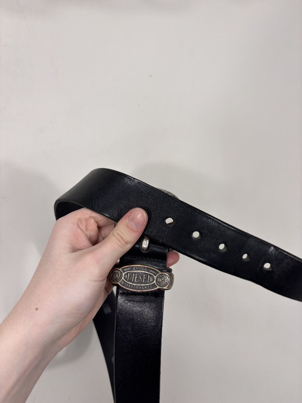 Diesel Vintage Diesel Spare Parts Y2K Black Leather Belt Size ONE SIZE - 6 Thumbnail