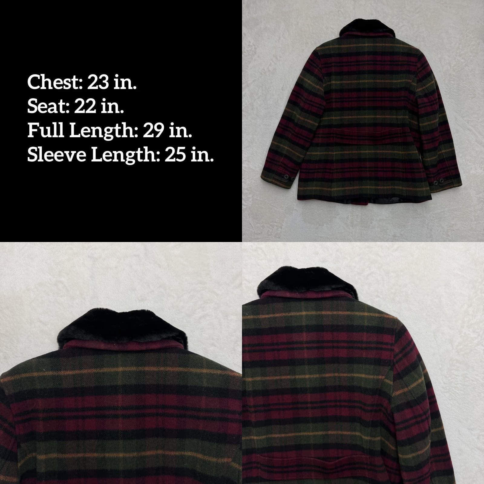 Vintage VINTAGE LL Bean Coat Jacket Womens Large Petite Plaid Faux Fur Collar Quilted Lined Size L / US 10 / IT 46 - 8 Thumbnail