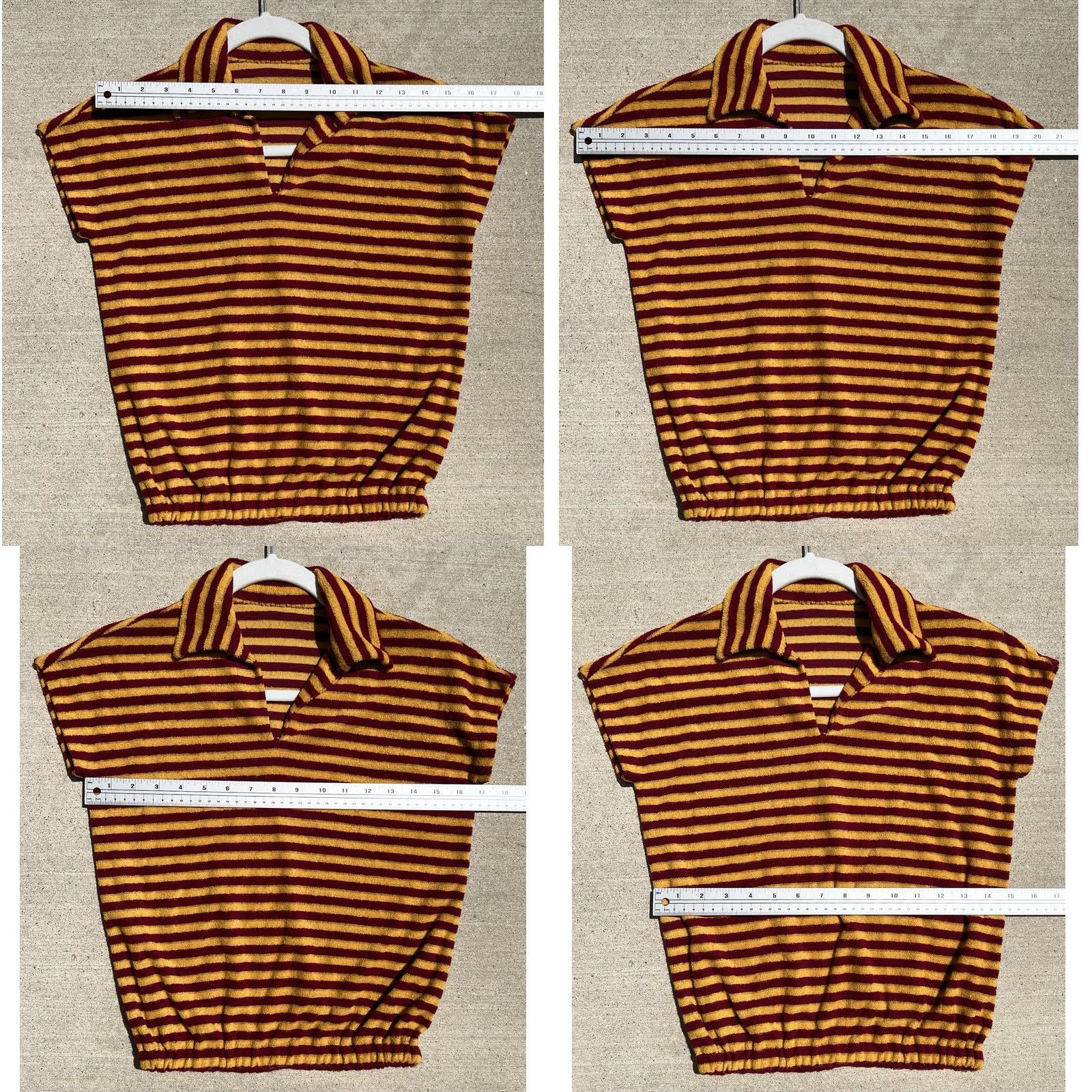 Vintage VINTAGE Shirt Golden Yellow Burgundy Striped Polo Top S/M 60s 70s Mod Size S / US 4 / IT 40 - 10 Thumbnail