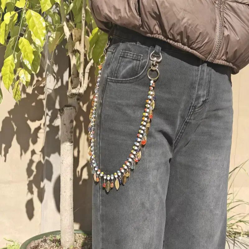 Jewelry Round Bead Rhinestone Multicolor Punk Waist Pants Chain Size ONE SIZE - 4 Thumbnail
