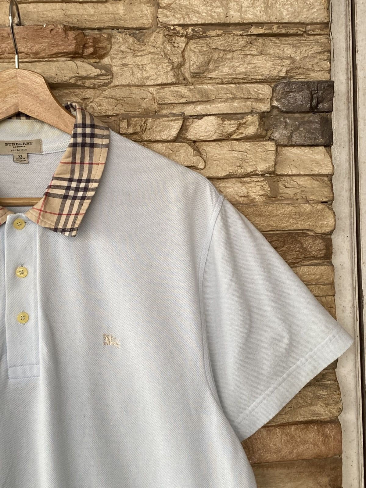 Rare Vintage Burberry London Slim Fit Checkered Nova Check Polo Shirt