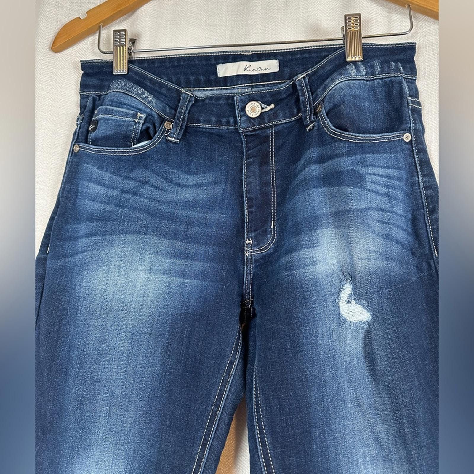 Kancan USA Kancan 28 9 Jeans Women’s stretch EUC Midrise Distressed Size 29" - 2 Thumbnail