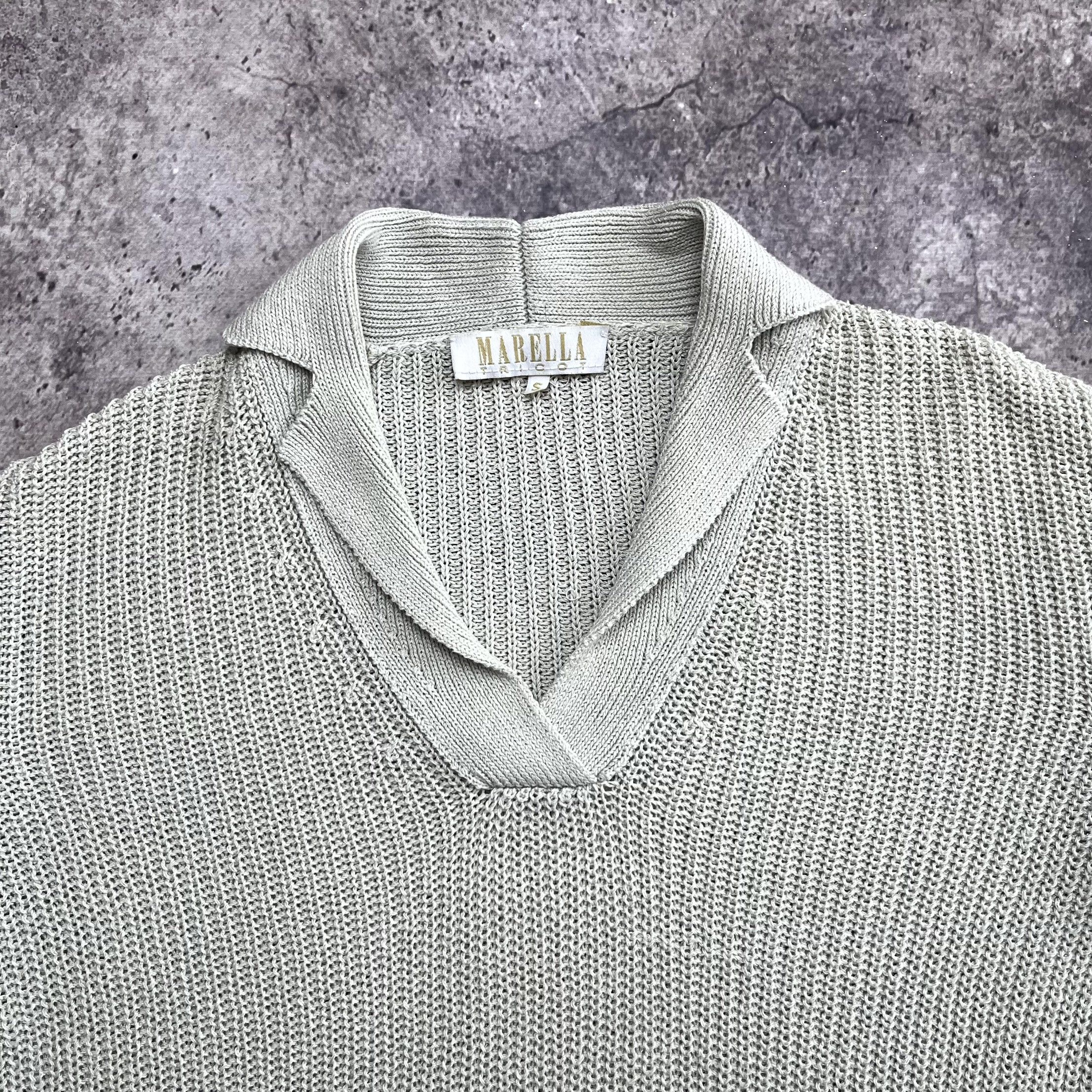 Marella Marella Tricot Knit Polo Top Gray T-Shirt V Neck Size S Size S / US 4 / IT 40 - 3 Thumbnail