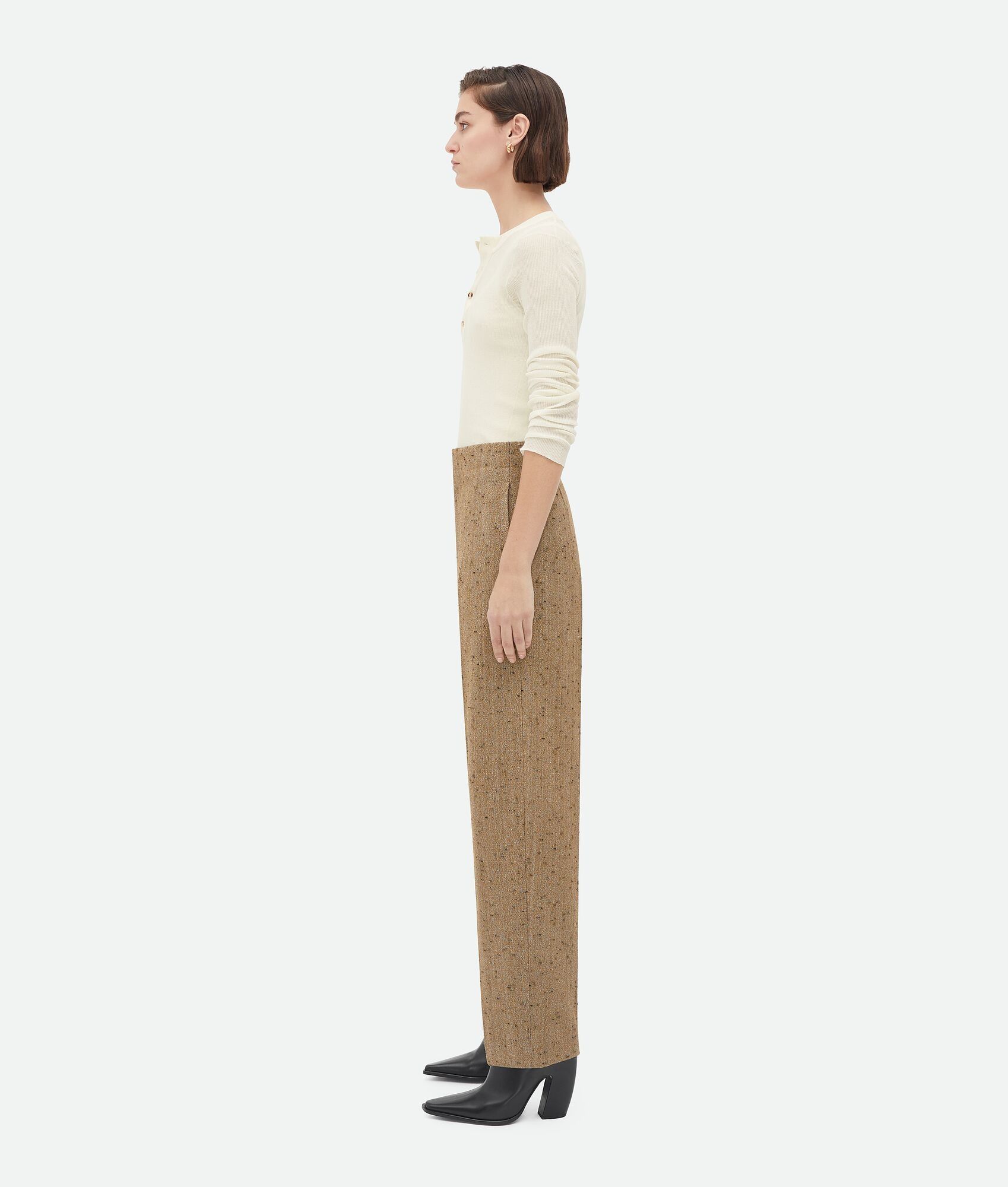 Bottega Veneta o1n1vont0425 Straight Leg Knotted Wool Mix Trouser Size 26" / US 2 / IT 38 - 2 Thumbnail