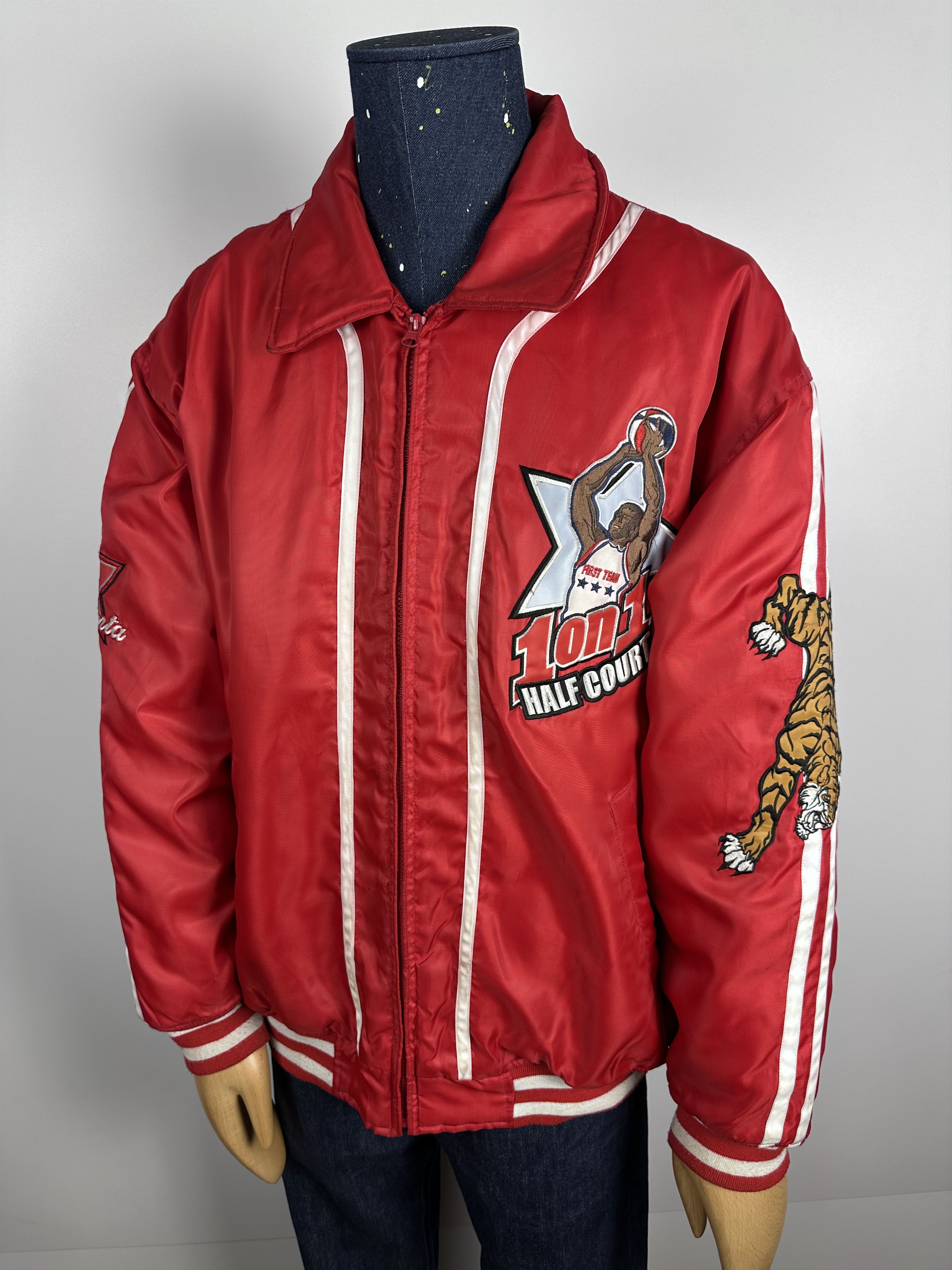 NBA × Vintage Vintage Raw Blue 1on1 Basketball Bomber Jacket NBA Red Mens Size US XL / EU 56 / 4 - 1 Thumbnail