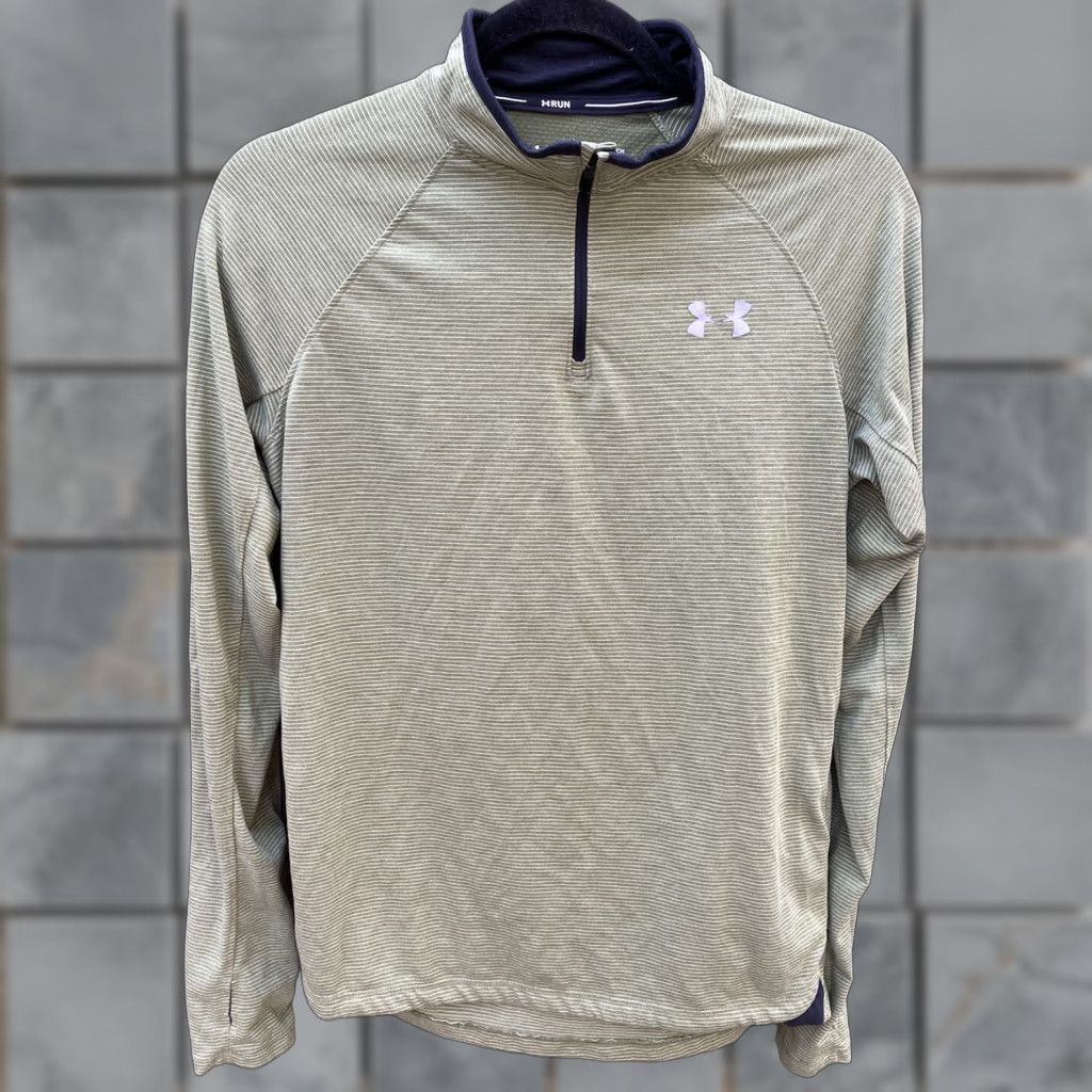 Under Armour Under Armour Run Shirt Hunter Green S Men's Half-Zip Breathable Activewear Striped Logo 1/4 Zip Long Sleeve Regular Color Green Mens Size US S / EU 44-46 / 1 - 1 Thumbnail