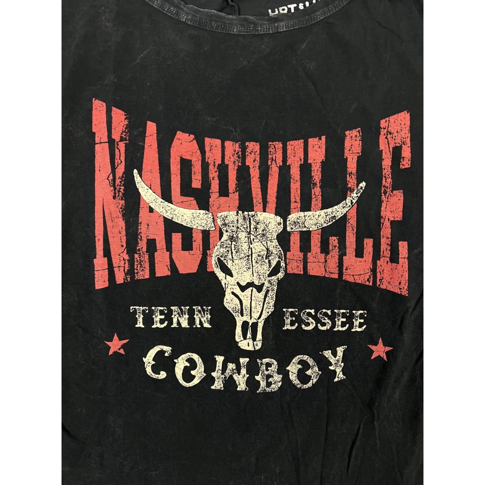 Vintage HRT & LUV Nashville Cowboy T-Shirt Women's Small Black Mineral-Washed Crew Neck Short Sleeve Shirt Western Graphic Size S / US 4 / IT 40 - 2 Thumbnail
